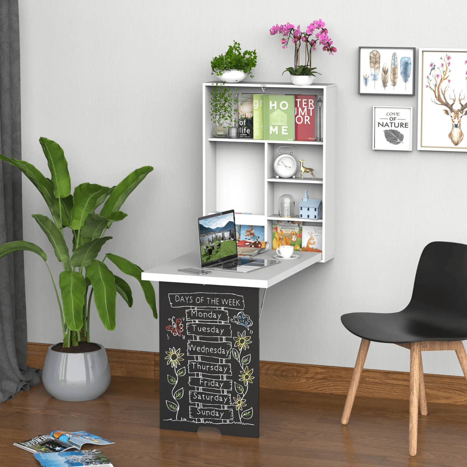 Folding Wall Mounted Desk Drop Leaf Breakfast Bar Dining Table Space Saving Desk - Home and Garden Furniture Shop - #rustic - furniture#