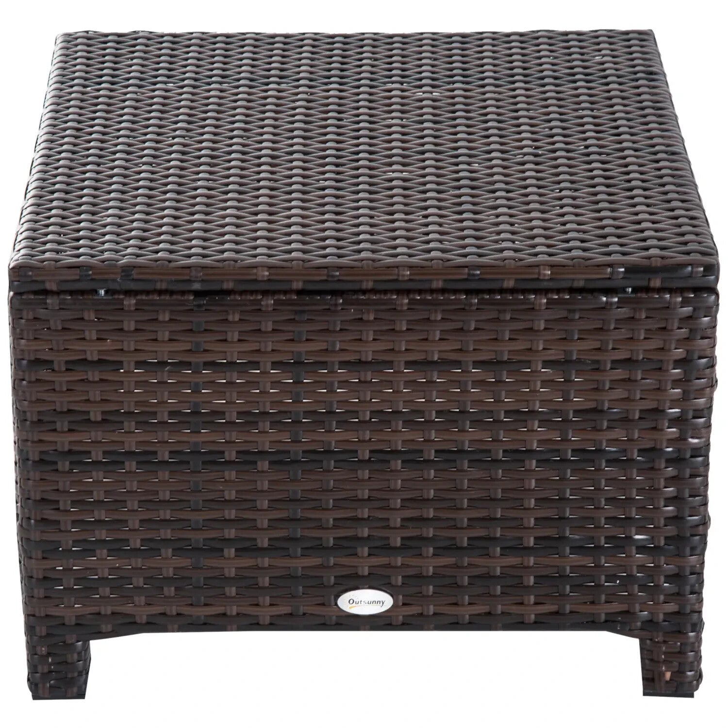 Footstool Rattan Wicker Metal Frame Water - Resistant with Padded Cushion Brown - Home and Garden Furniture Shop - rustic - furniture