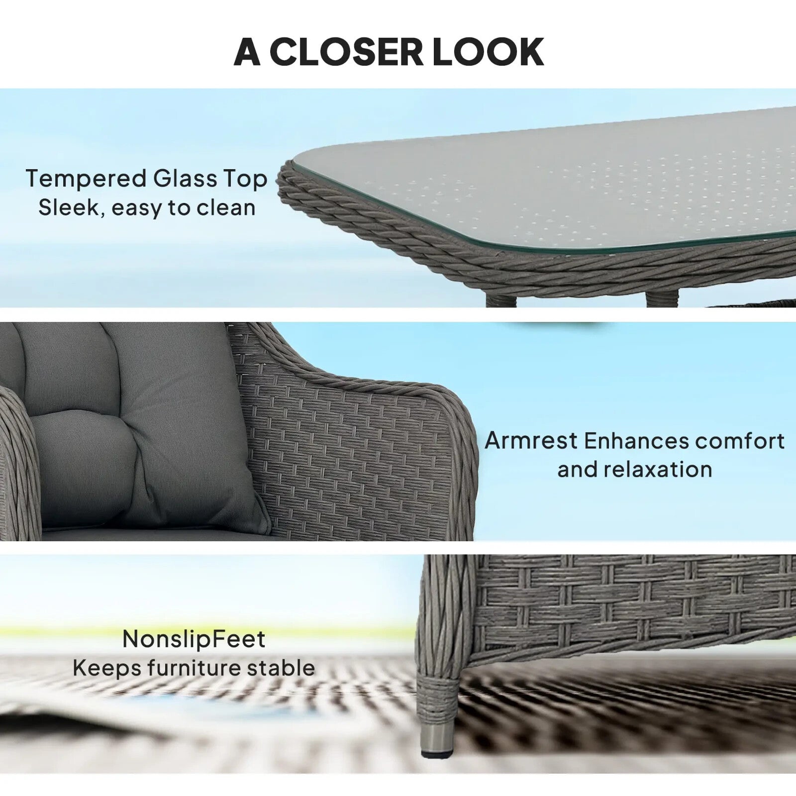 Four Piece Rattan Garden Furniture Set w/ Glass Top Table Outdoor Patio Seating - Home and Garden Furniture Shop - rustic - furniture