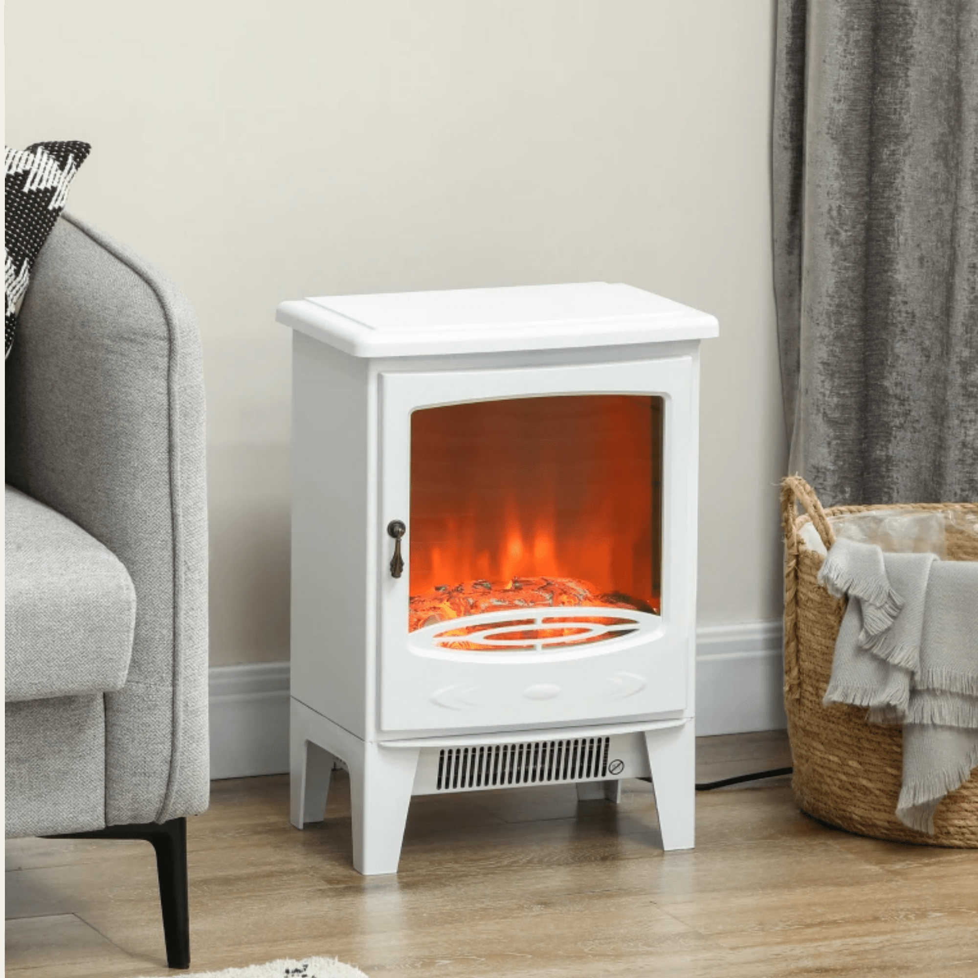 Freestanding Electric Fireplace Heater with Glass Door Flame Effect Living Room - Home and Garden Furniture Shop - #rustic - furniture#