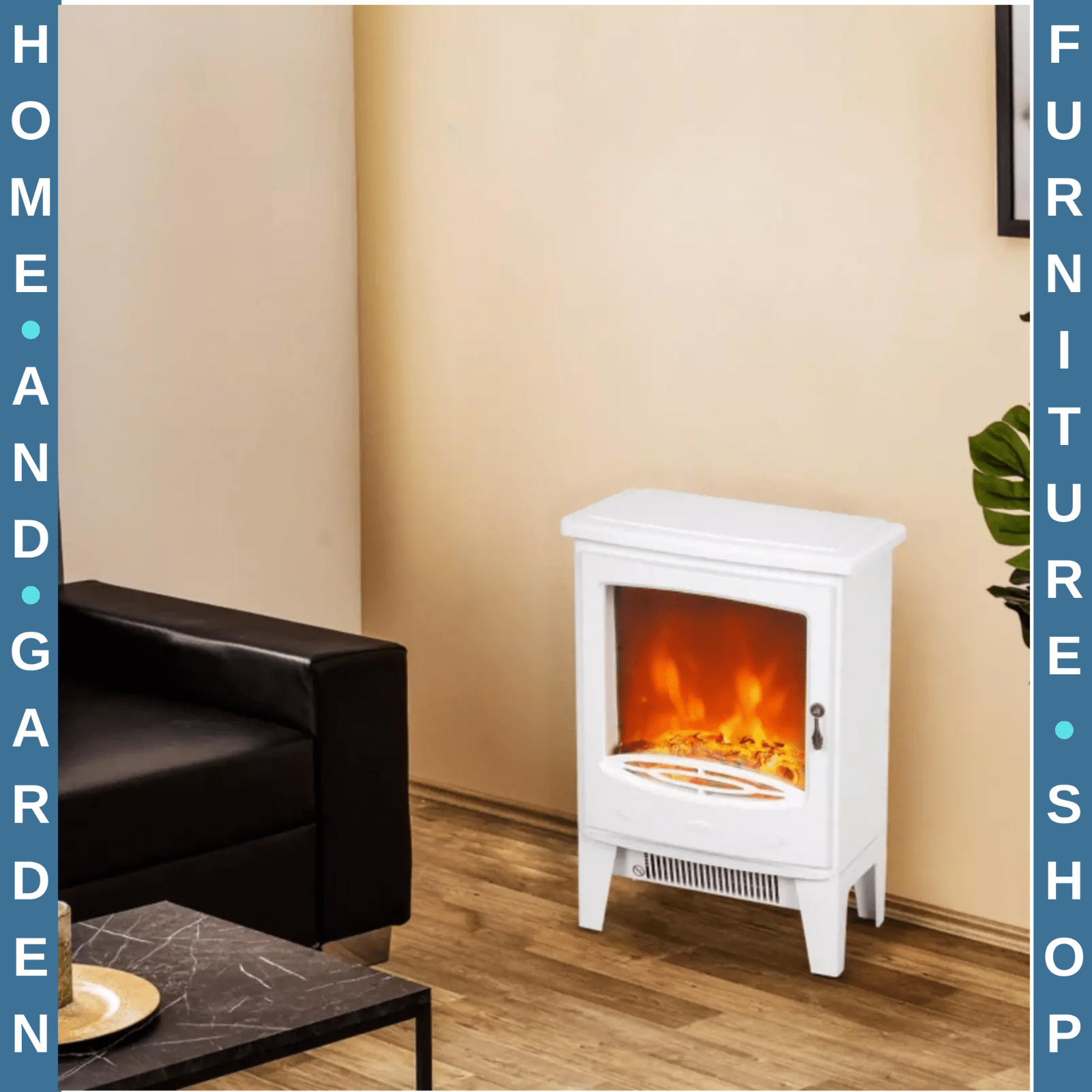 Freestanding Electric Fireplace Heater with Glass Door Flame Effect Living Room - Home and Garden Furniture Shop - rustic - furniture