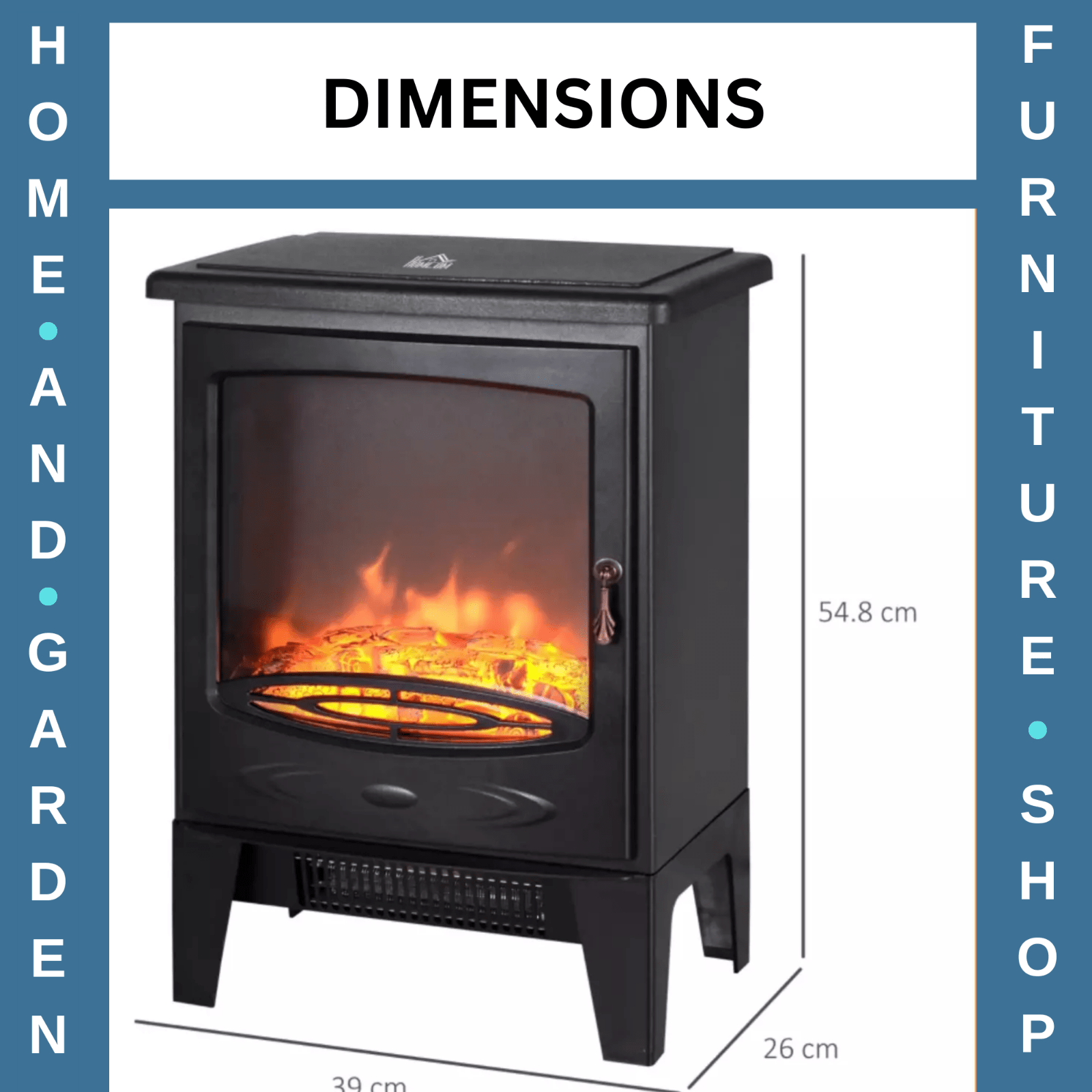 Freestanding Electric Fireplace Heater with Glass Door Flame Effect Living Room - Home and Garden Furniture Shop - rustic - furniture