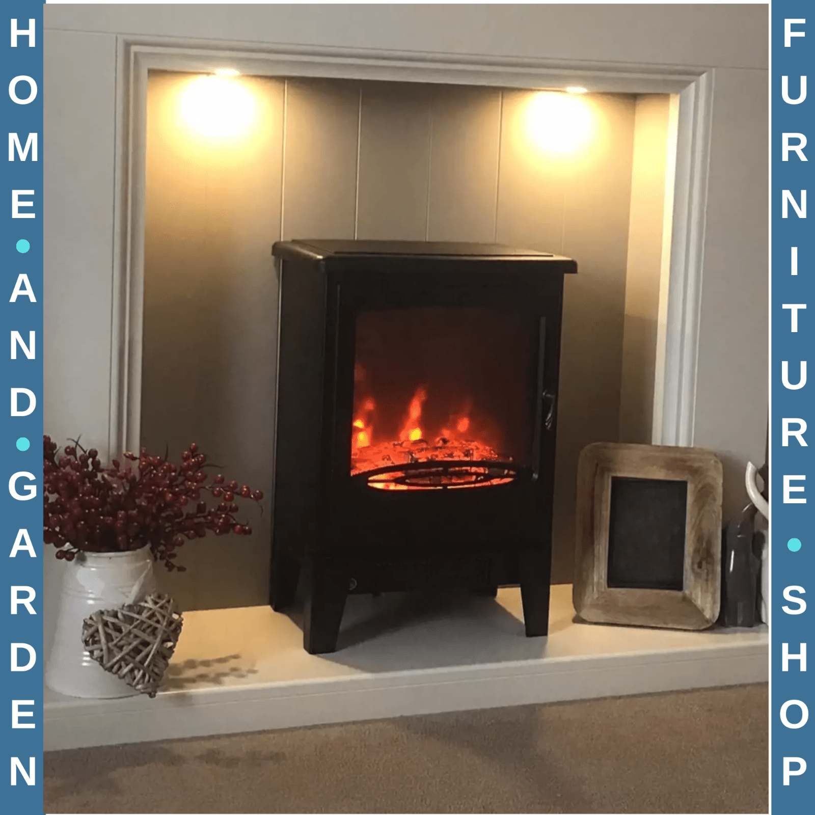 Freestanding Electric Fireplace Heater with Glass Door Flame Effect Living Room - Home and Garden Furniture Shop - rustic - furniture