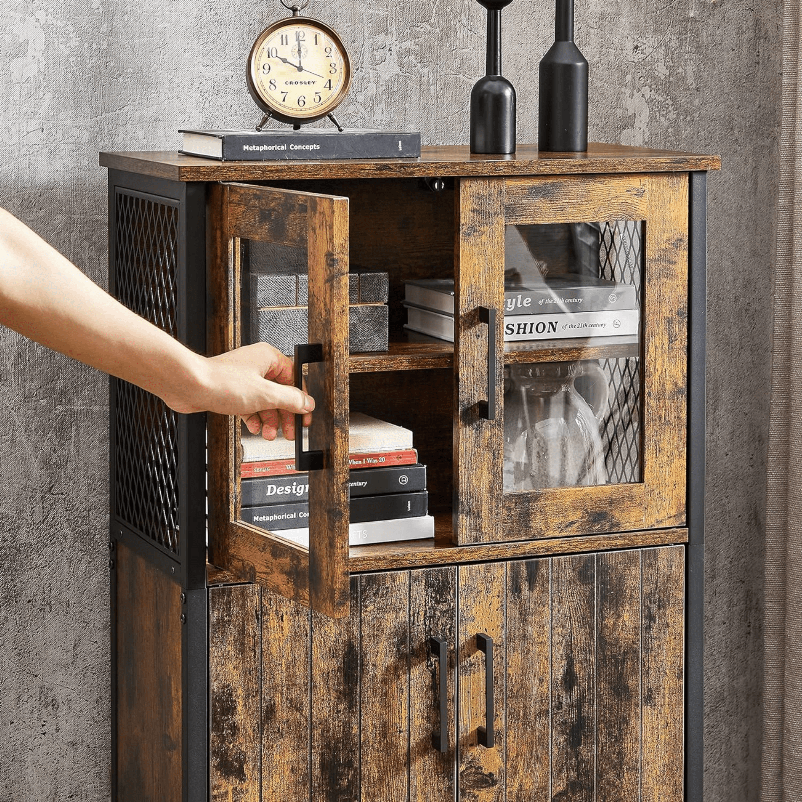 Freestanding Kitchen Pantry Cupboard Storage Larder Cabinet Buffet Industrial - Home and Garden Furniture Shop - #rustic - furniture#