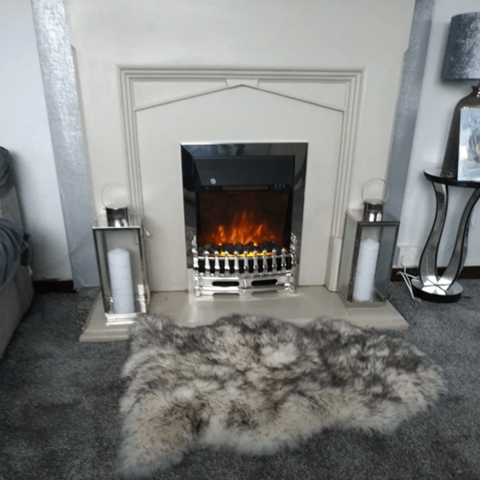 Freestanding Modern Electric Fireplace Heater Stove Burner LED Flame Fire Effect - Home and Garden Furniture Shop - rustic - furniture