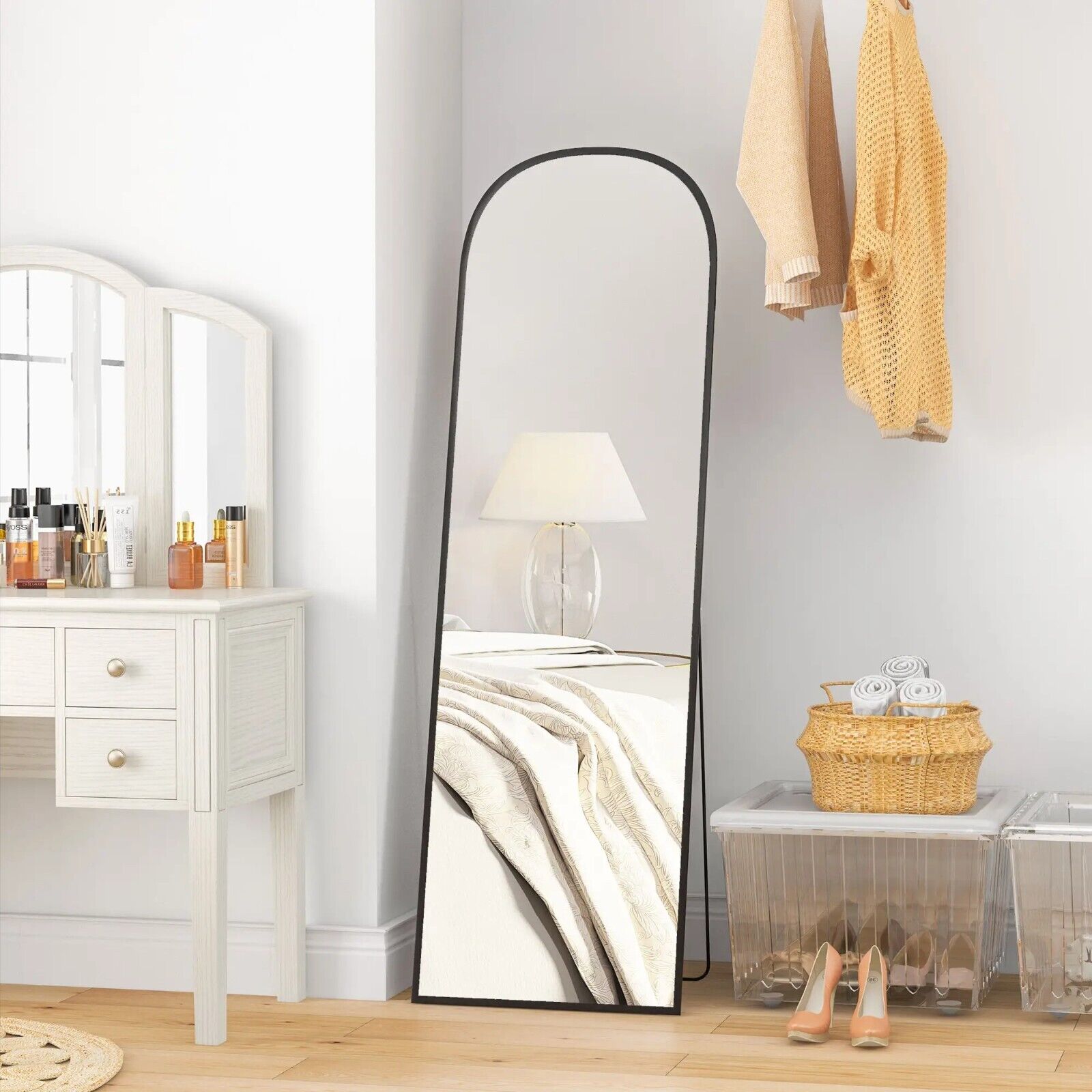 Full Length Mirror Free Standing Tall Leaning Floor Wall Mirror Black Metal Legs - Home and Garden Furniture Shop - #rustic - furniture#