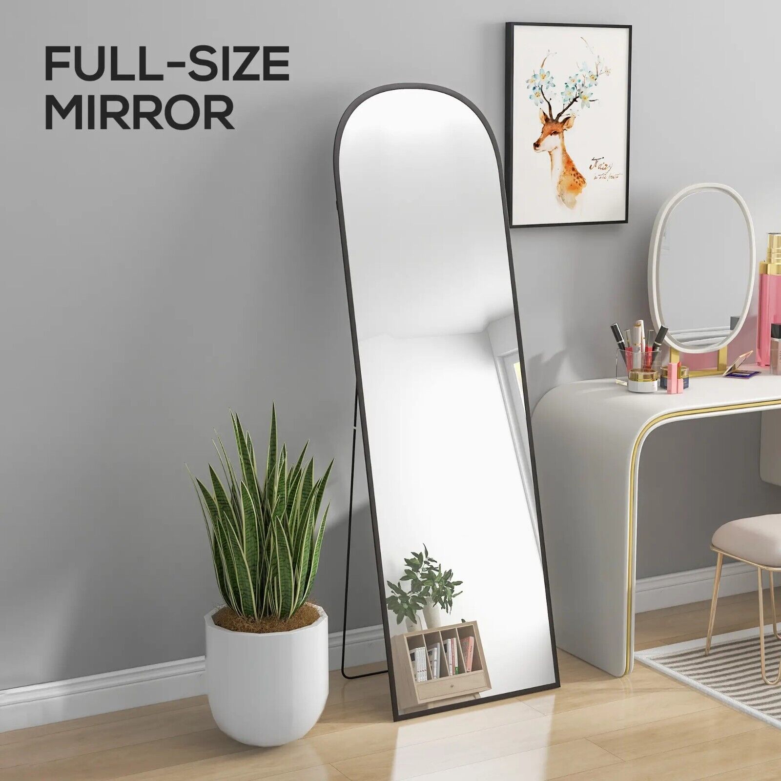 Full Length Mirror Free Standing Tall Leaning Floor Wall Mirror Black Metal Legs - Home and Garden Furniture Shop - #rustic - furniture#