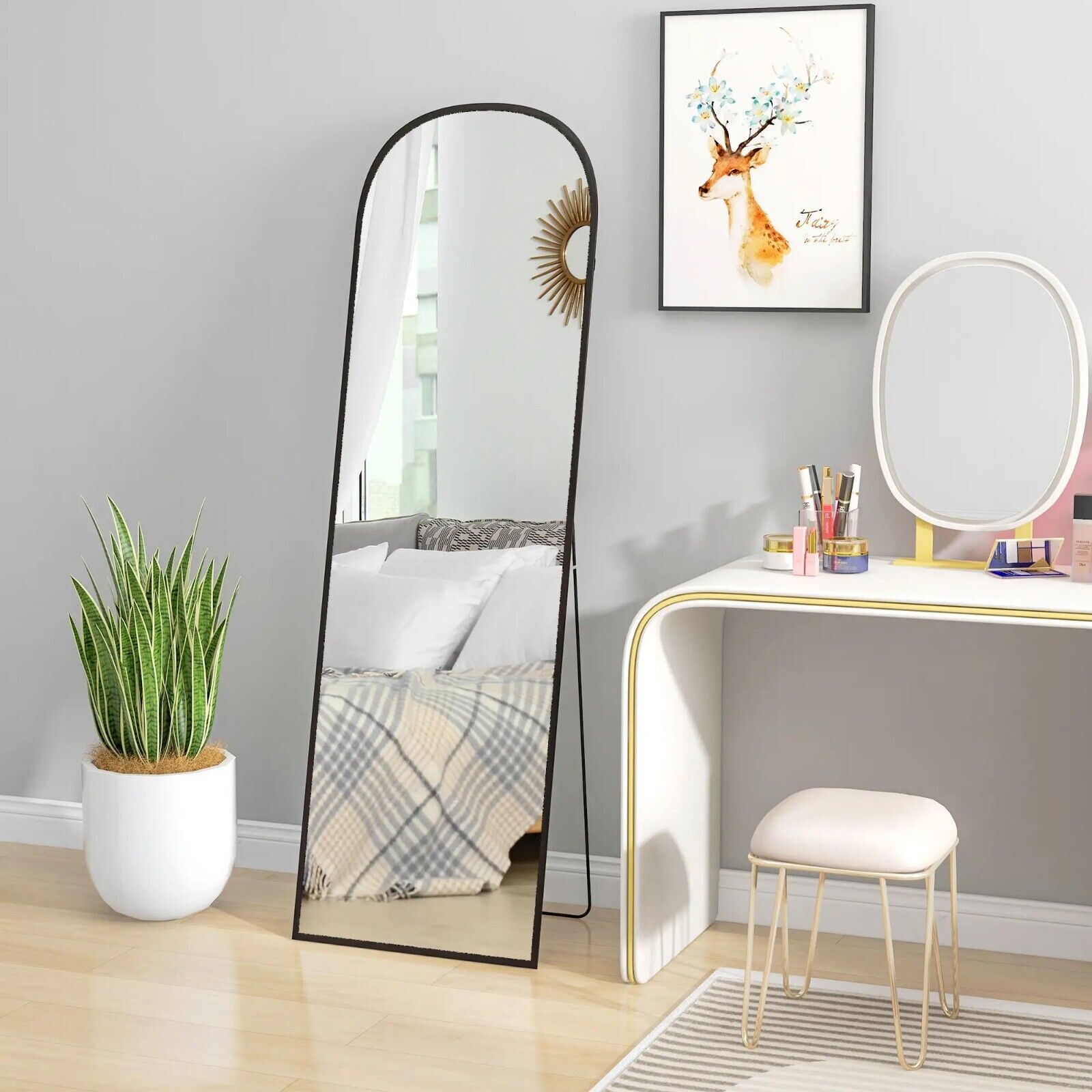 Full Length Mirror Free Standing Tall Leaning Floor Wall Mirror Black Metal Legs - Home and Garden Furniture Shop - #rustic - furniture#