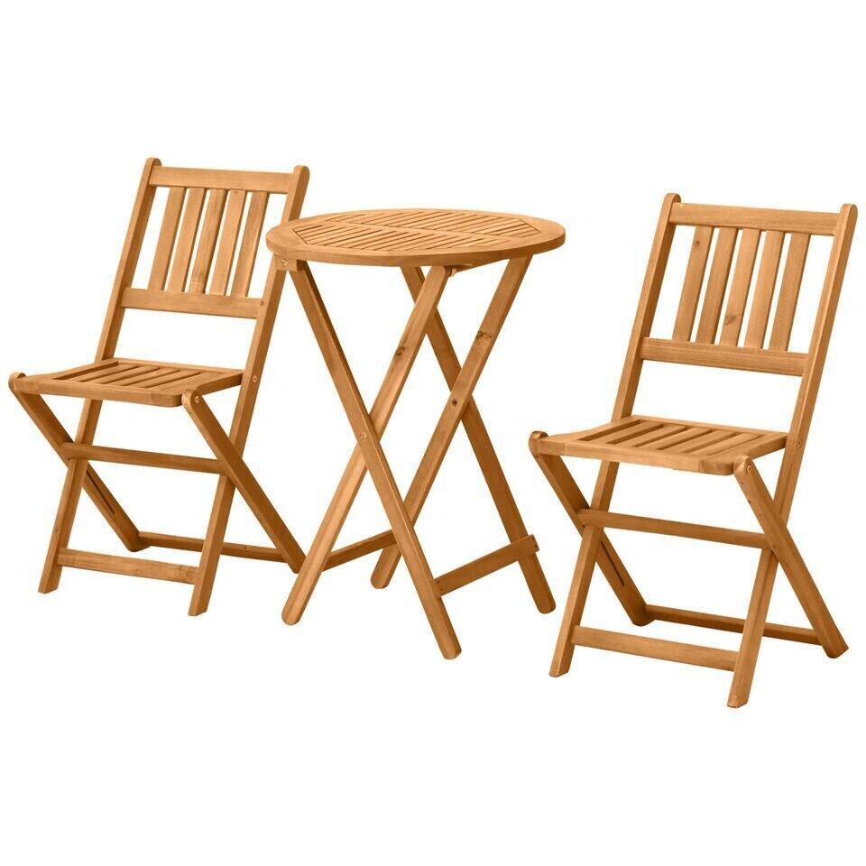 Fully Assembled Wooden Patio Garden Table and Chairs Set of 3 Folding Bistro Set - Home and Garden Furniture Shop - #rustic - furniture#