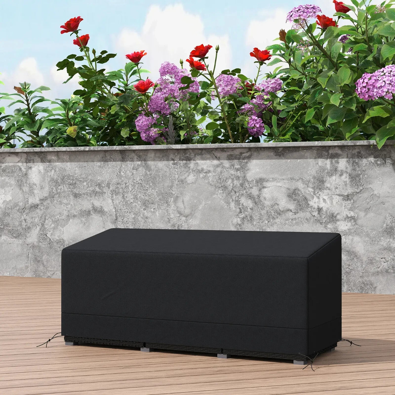 Furniture Cover 3 - Seater Bistro Sofa Set Protective w/ Click - Close Strap Black - Home and Garden Furniture Shop - rustic - furniture