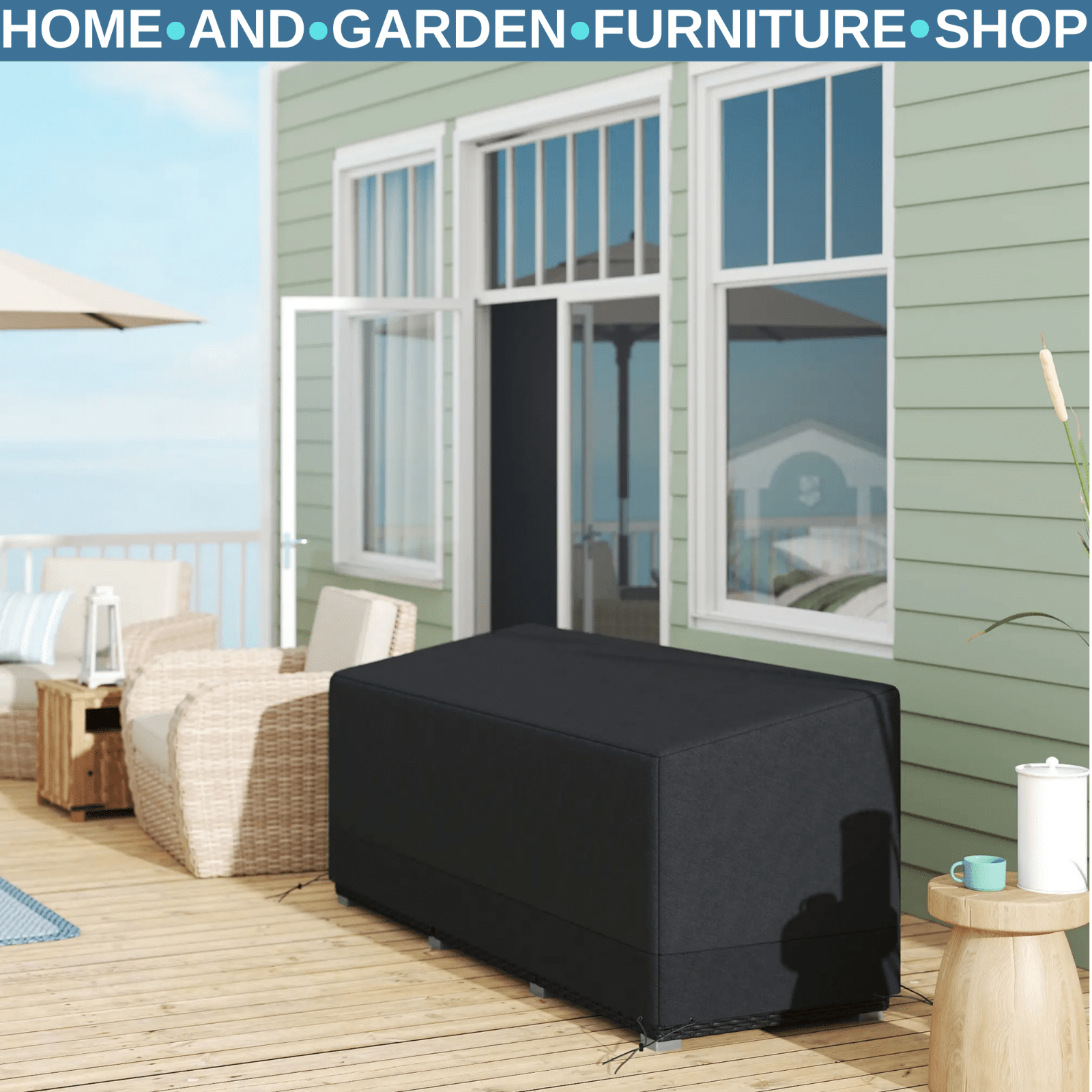 Furniture Cover 3 - Seater Bistro Sofa Set Protective w/ Click - Close Strap Black - Home and Garden Furniture Shop - rustic - furniture