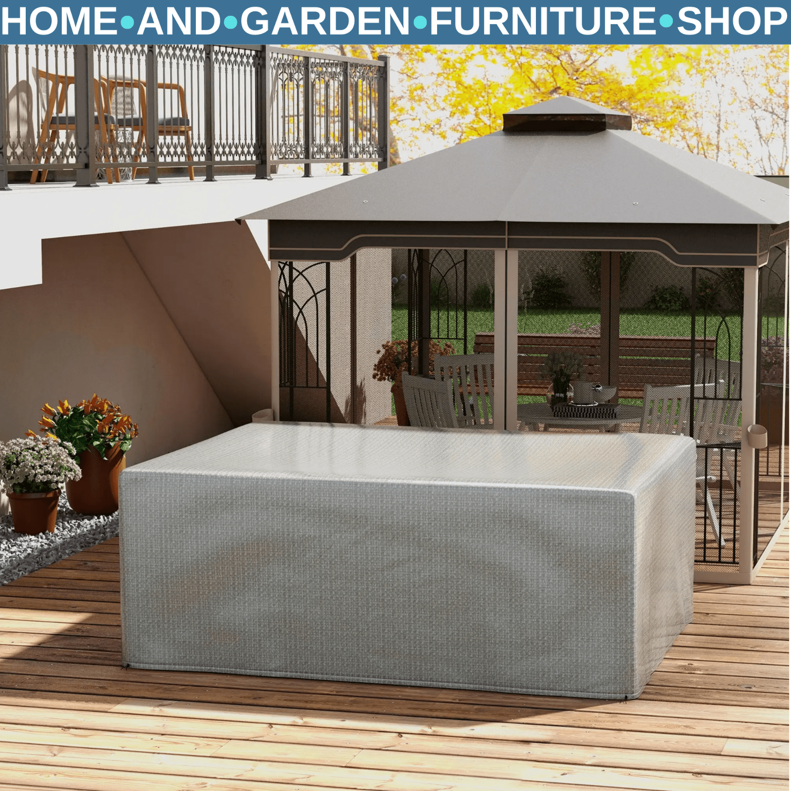 Furniture Cover UV Resistant Plastic Heavy Duty with Drawstring Fastening Grey - Home and Garden Furniture Shop - rustic - furniture