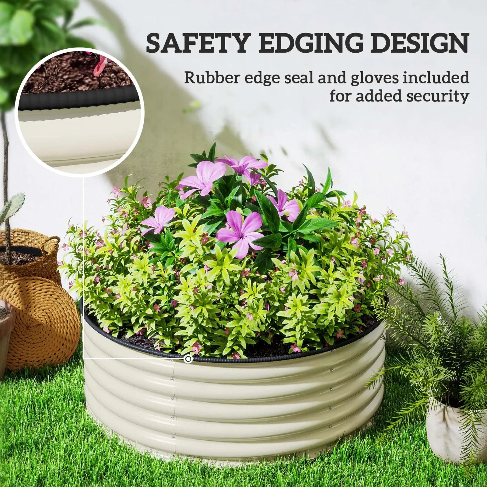 Galvanised Raised Garden Bed 120 x 120 x 43cm Outdoor Planter Box with Gloves - Home and Garden Furniture Shop - rustic - furniture