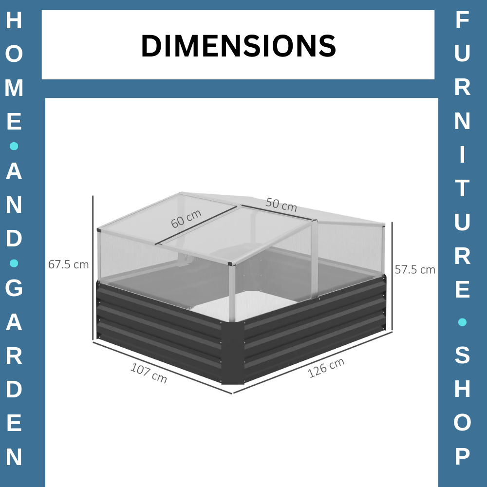 Galvanised Raised Garden Bed with Greenhouse Cover Outdoor Planter Box Dark Grey - Home and Garden Furniture Shop - rustic - furniture