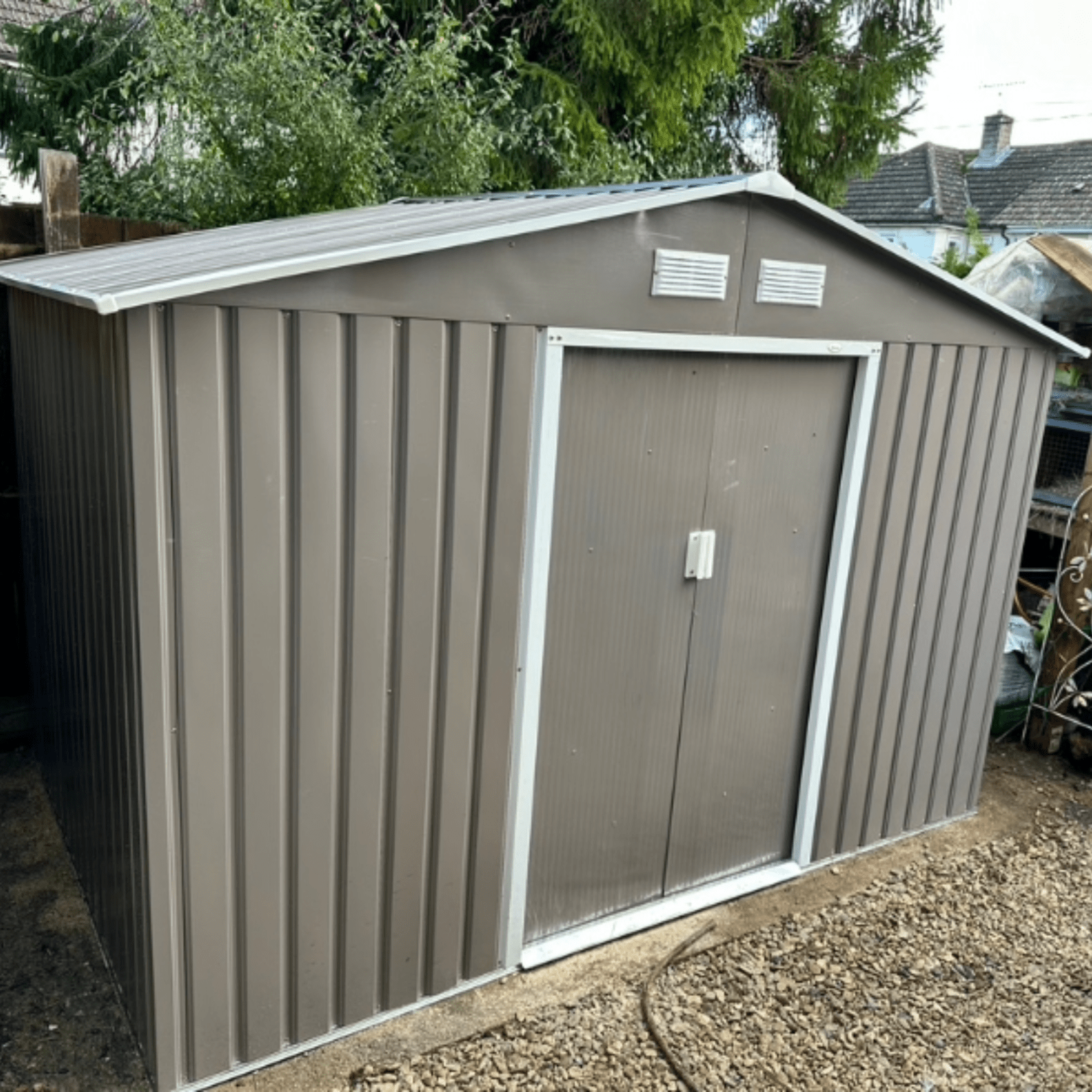 Galvanised Steel Garden Shed 9 x 6FT Garden Storage Shed Sliding Door Tool Hut - Home and Garden Furniture Shop - rustic - furniture