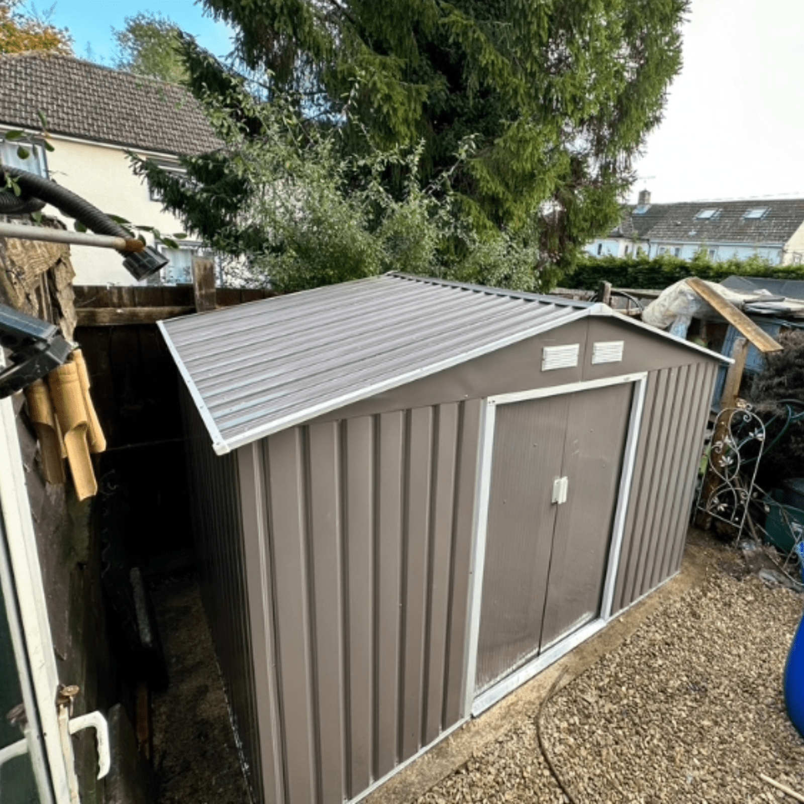 Galvanised Steel Garden Shed 9 x 6FT Garden Storage Shed Sliding Door Tool Hut - Home and Garden Furniture Shop - rustic - furniture