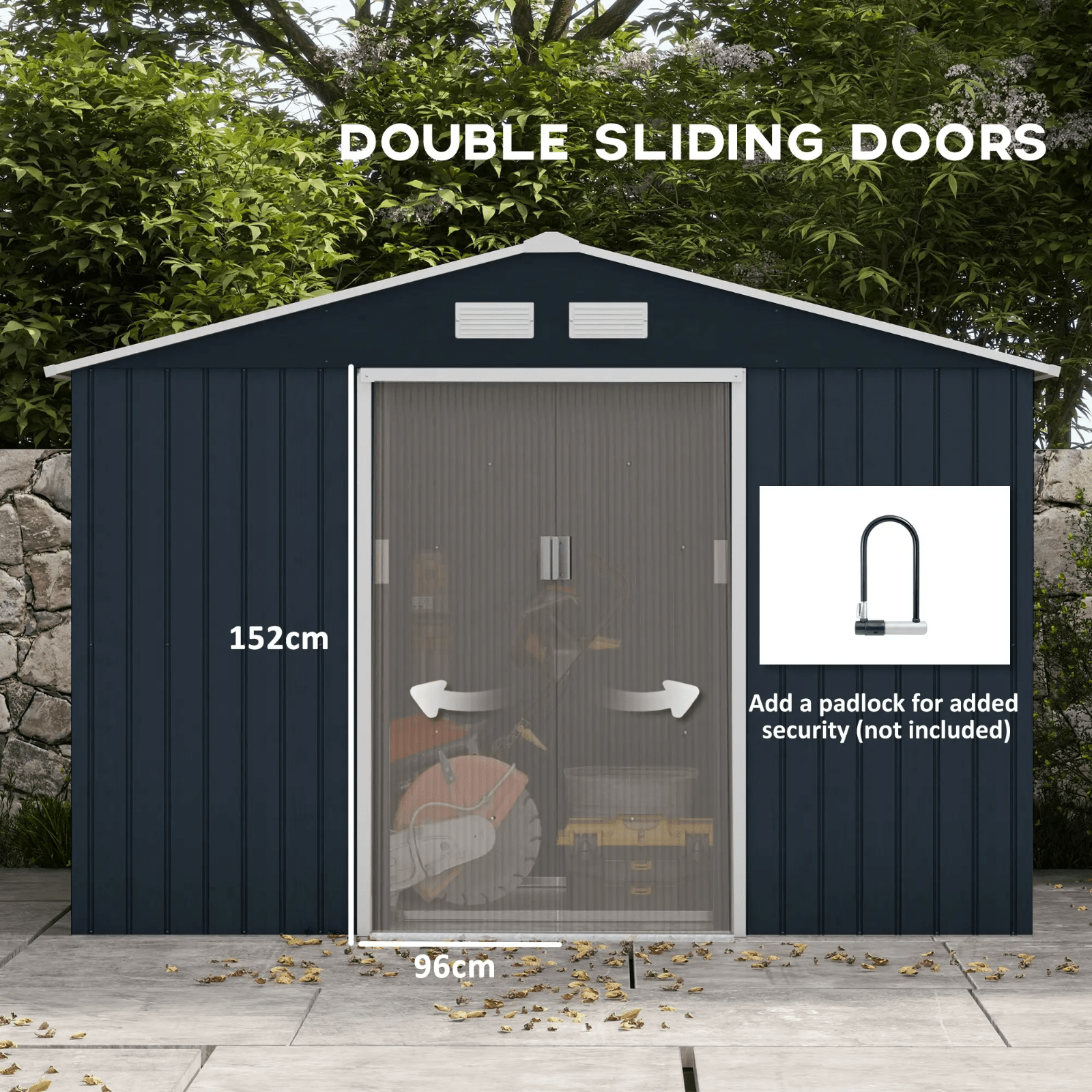 Galvanised Steel Garden Shed 9 x 6FT Garden Storage Shed Sliding Door Tool Hut - Home and Garden Furniture Shop - rustic - furniture