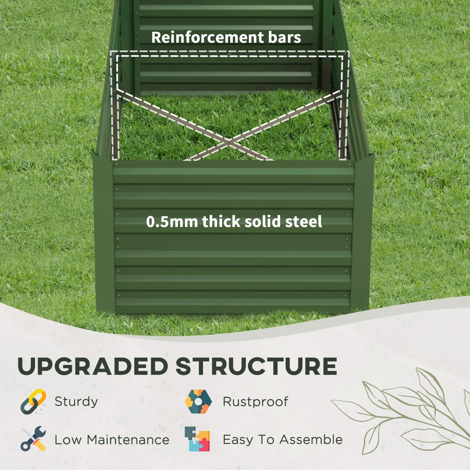 Galvanised Steel Raised Garden Beds Outdoor Planter with Reinforced Rods Green - Home and Garden Furniture Shop - rustic - furniture