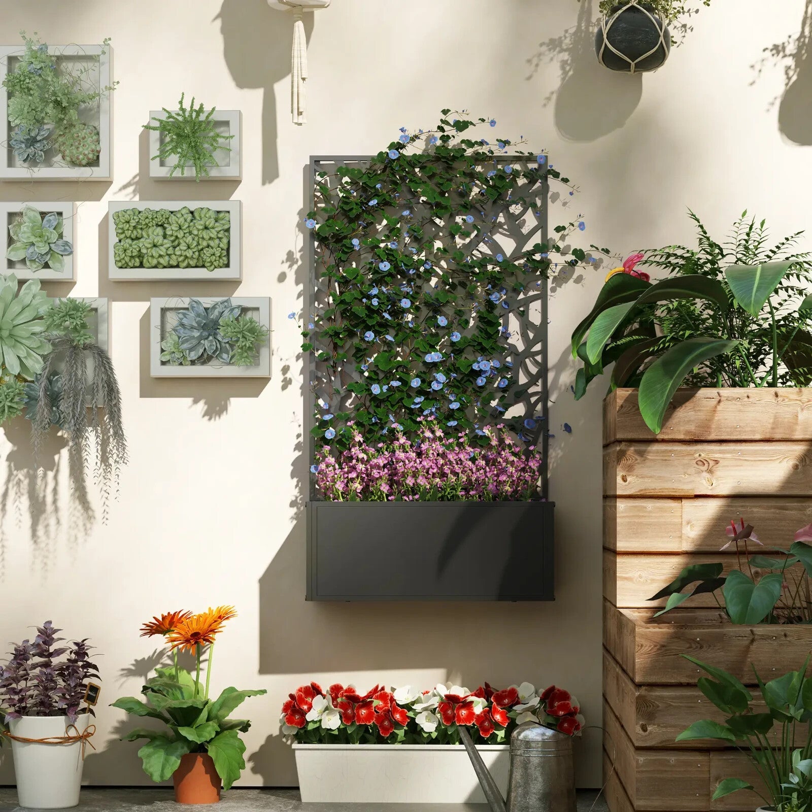 Garden Bed with Privacy Screen Wall Mounted or Freestanding Raised Planter - Home and Garden Furniture Shop - rustic - furniture