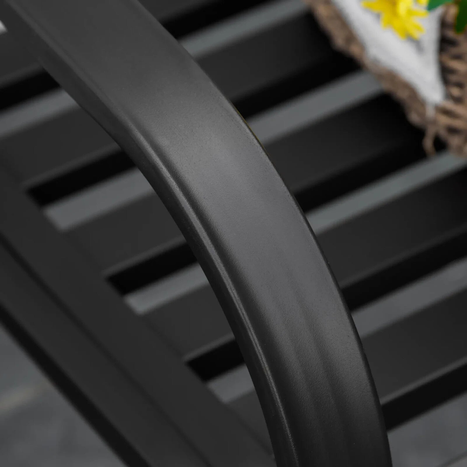 Garden Bench 2 - Seater Powder Coated Weather - Resistant with Slatted Seat Brown - Home and Garden Furniture Shop - rustic - furniture