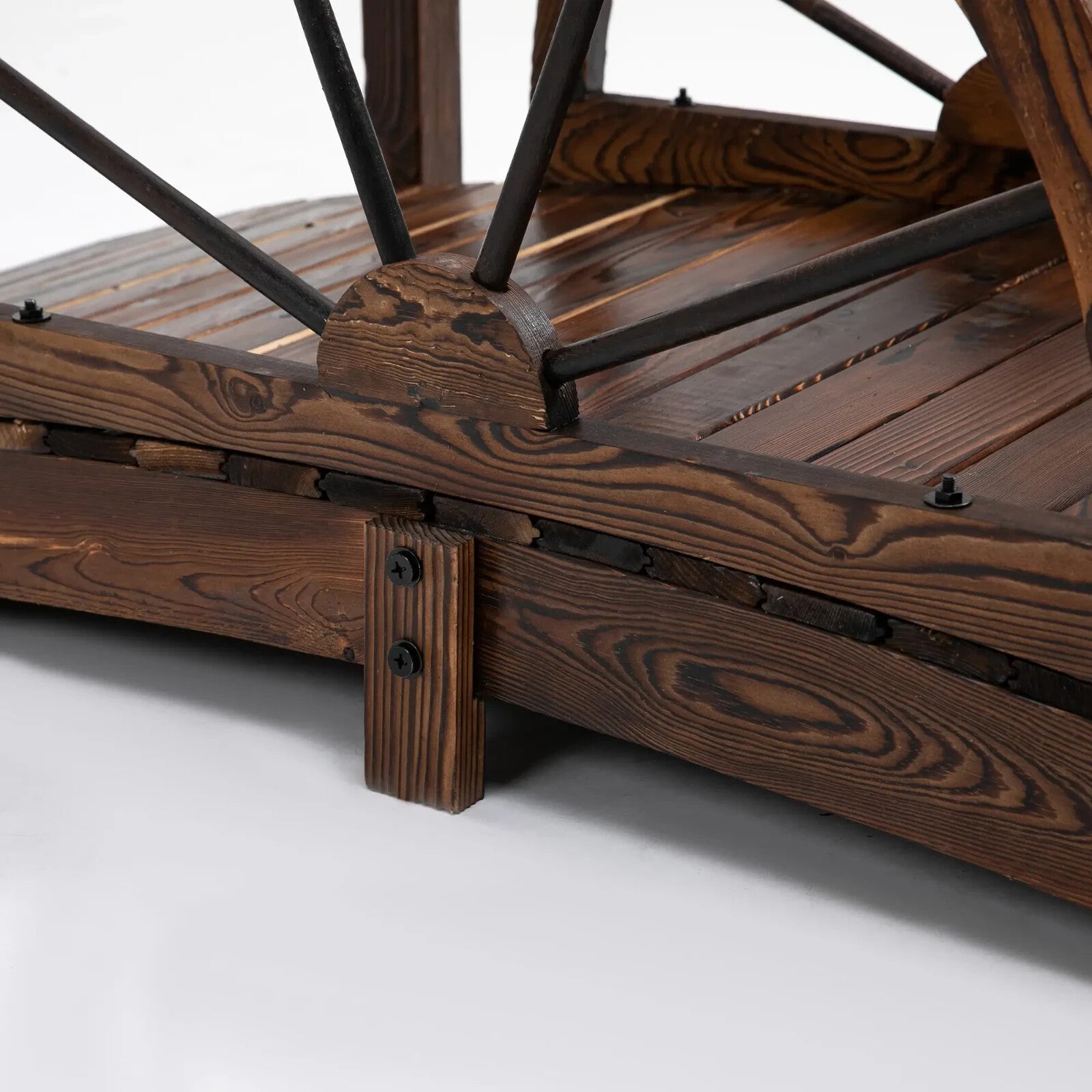 Garden Bridge with Safety Guardrail Wheel Form w/ High Side Carbonised Finish - Home and Garden Furniture Shop - rustic - furniture