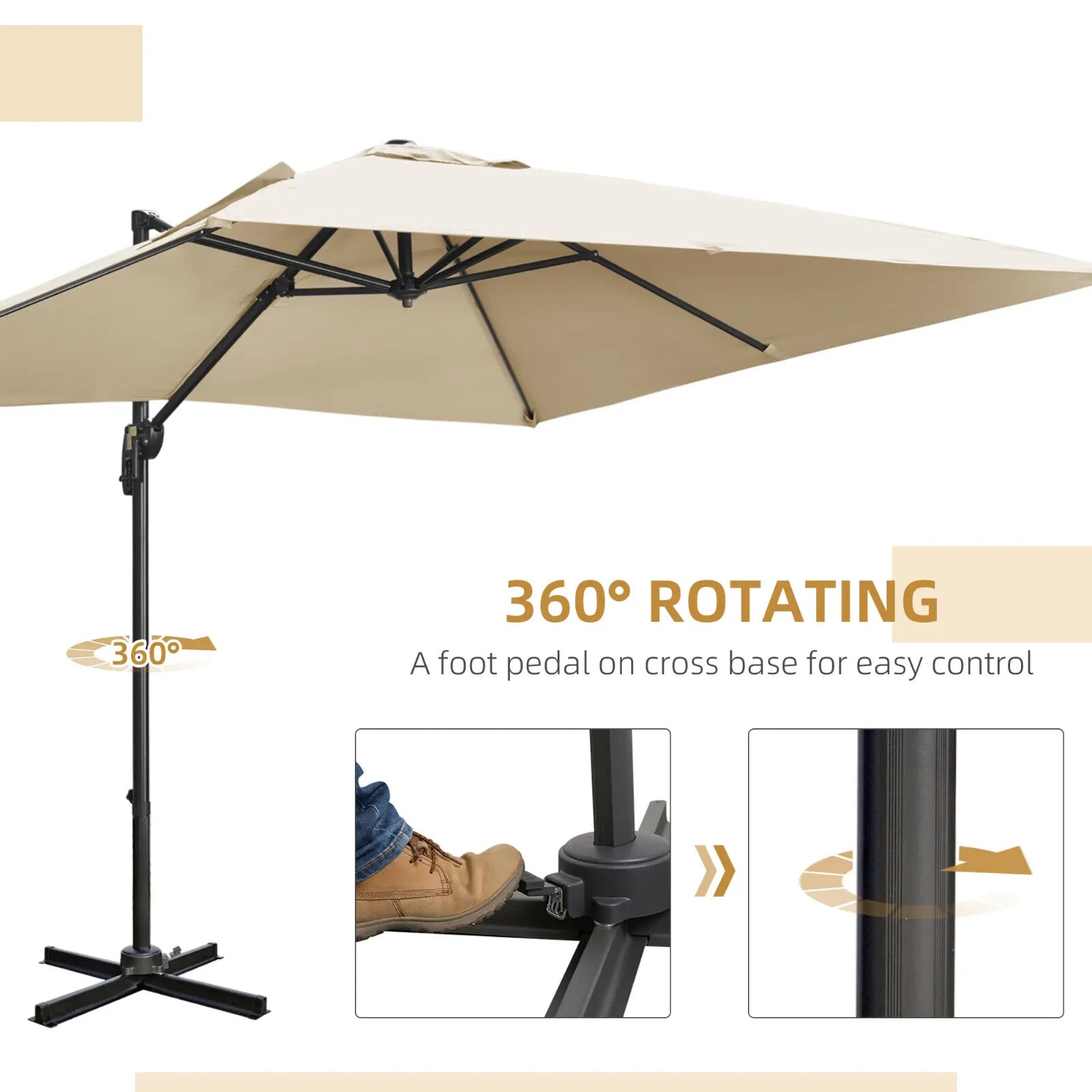 Garden Cantilever Parasol 2.7m Square Outdoor Umbrella 360 Rotation Patio Shade - Home and Garden Furniture Shop - rustic - furniture