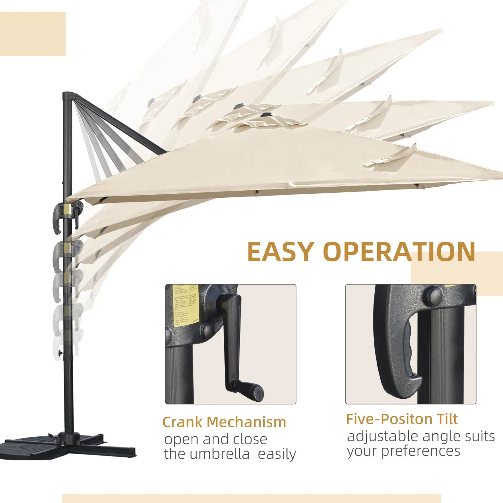 Garden Cantilever Parasol 2.7m Square Outdoor Umbrella 360 Rotation Patio Shade - Home and Garden Furniture Shop - rustic - furniture