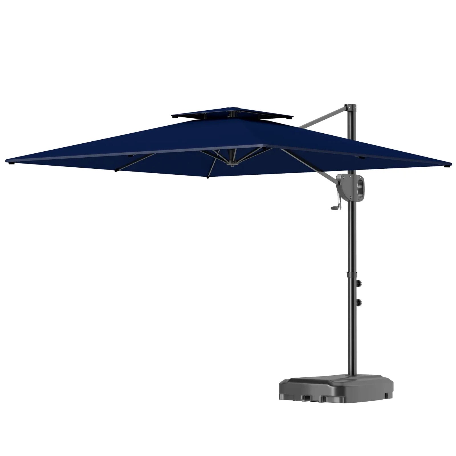 Garden Cantilever Parasol with Weighted Base, Tilt, and Crank - Dark Blue - Home and Garden Furniture Shop - rustic - furniture
