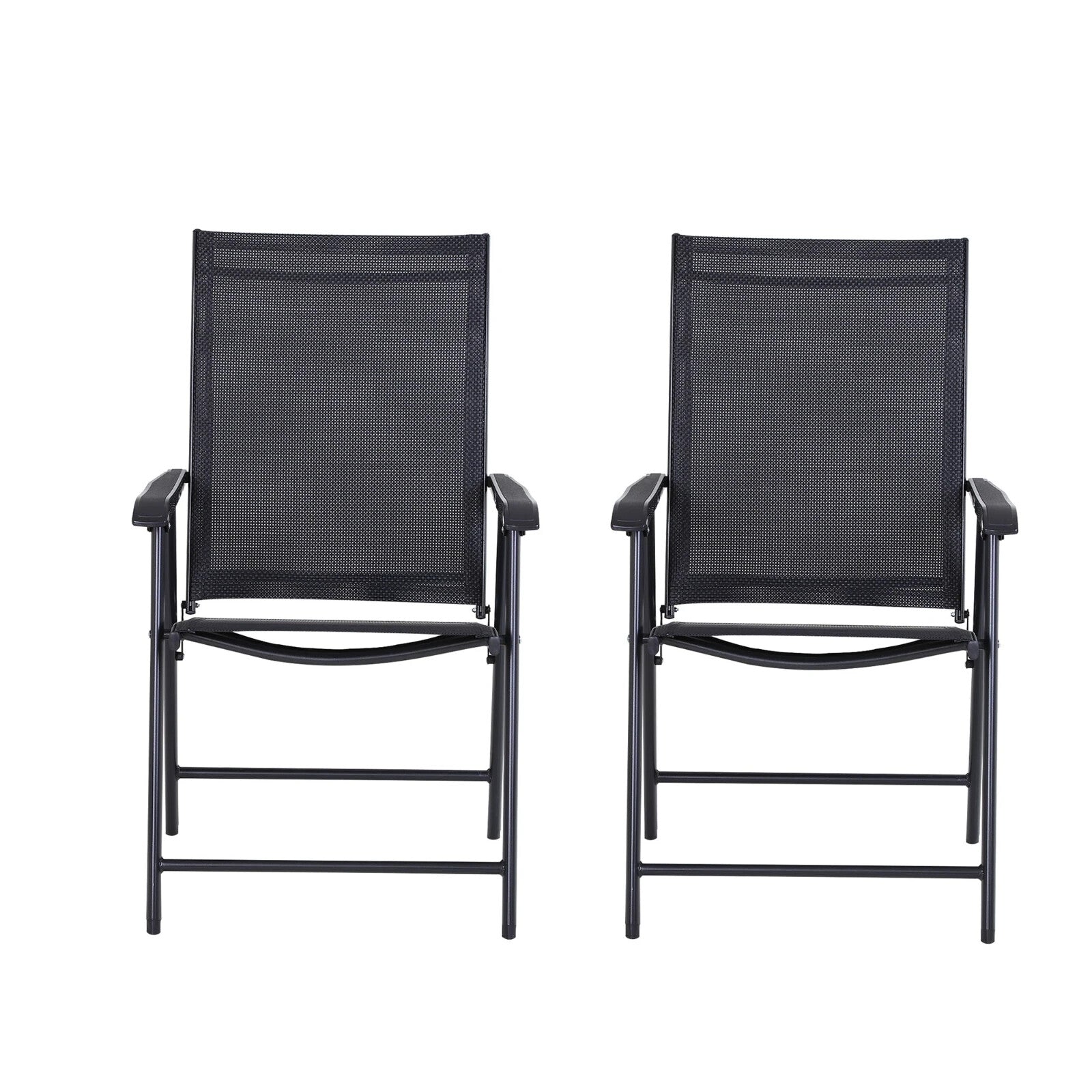 Garden Chairs Set of 2 with High Backrest, Mid - Rise Armrests & Wide Seat Black - Home and Garden Furniture Shop - rustic - furniture