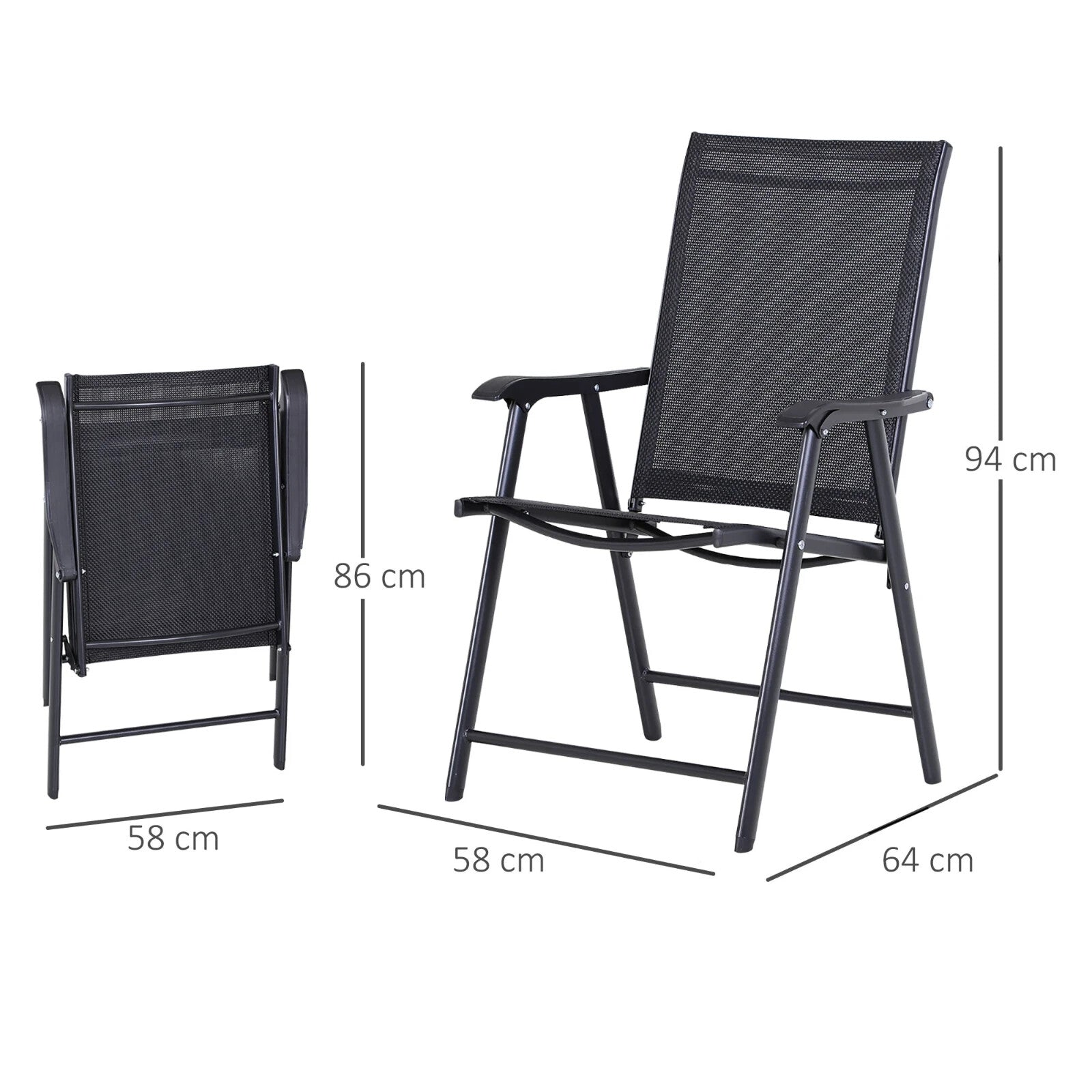Garden Chairs Set of 2 with High Backrest, Mid - Rise Armrests & Wide Seat Black - Home and Garden Furniture Shop - rustic - furniture