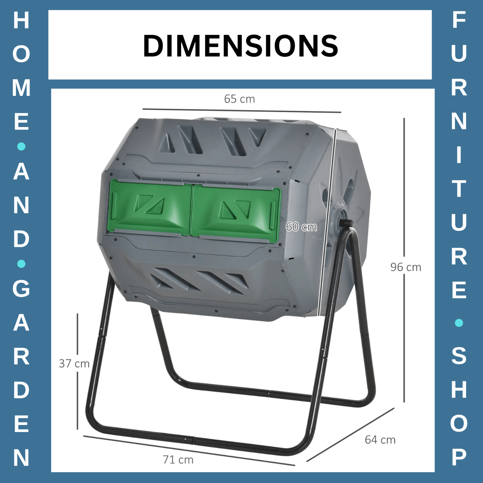 Garden Compost Bin Dual Chamber Rotating Composter with Sliding Doors 71x65x96cm - Home and Garden Furniture Shop - rustic - furniture