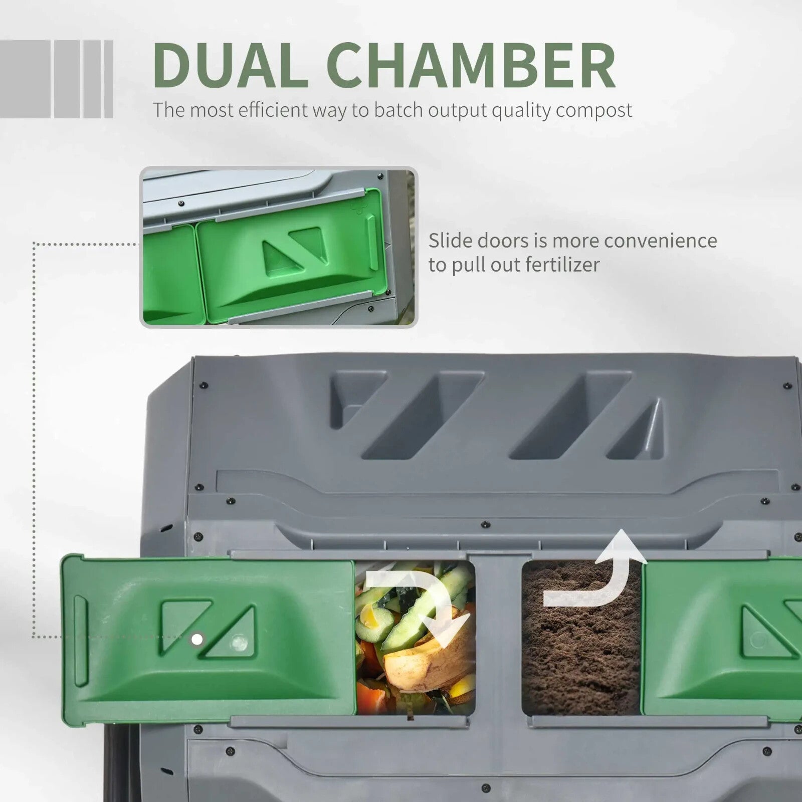 Garden Compost Bin Dual Chamber Rotating Composter with Sliding Doors 71x65x96cm - Home and Garden Furniture Shop - rustic - furniture