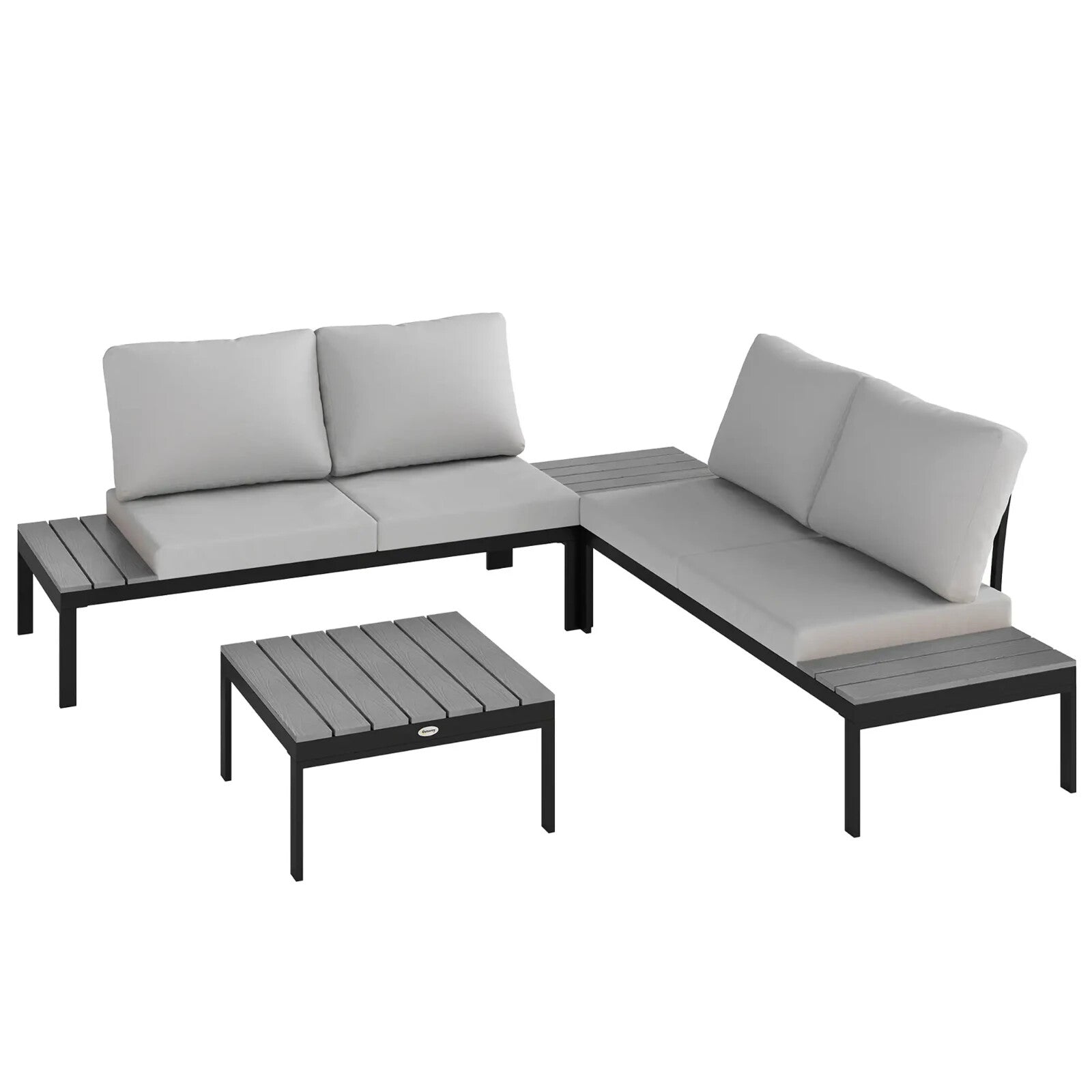 Garden Corner Sofa Set 4 Piece Loveseats Coffee Table Grey Outdoor Patio Seating - Home and Garden Furniture Shop - rustic - furniture