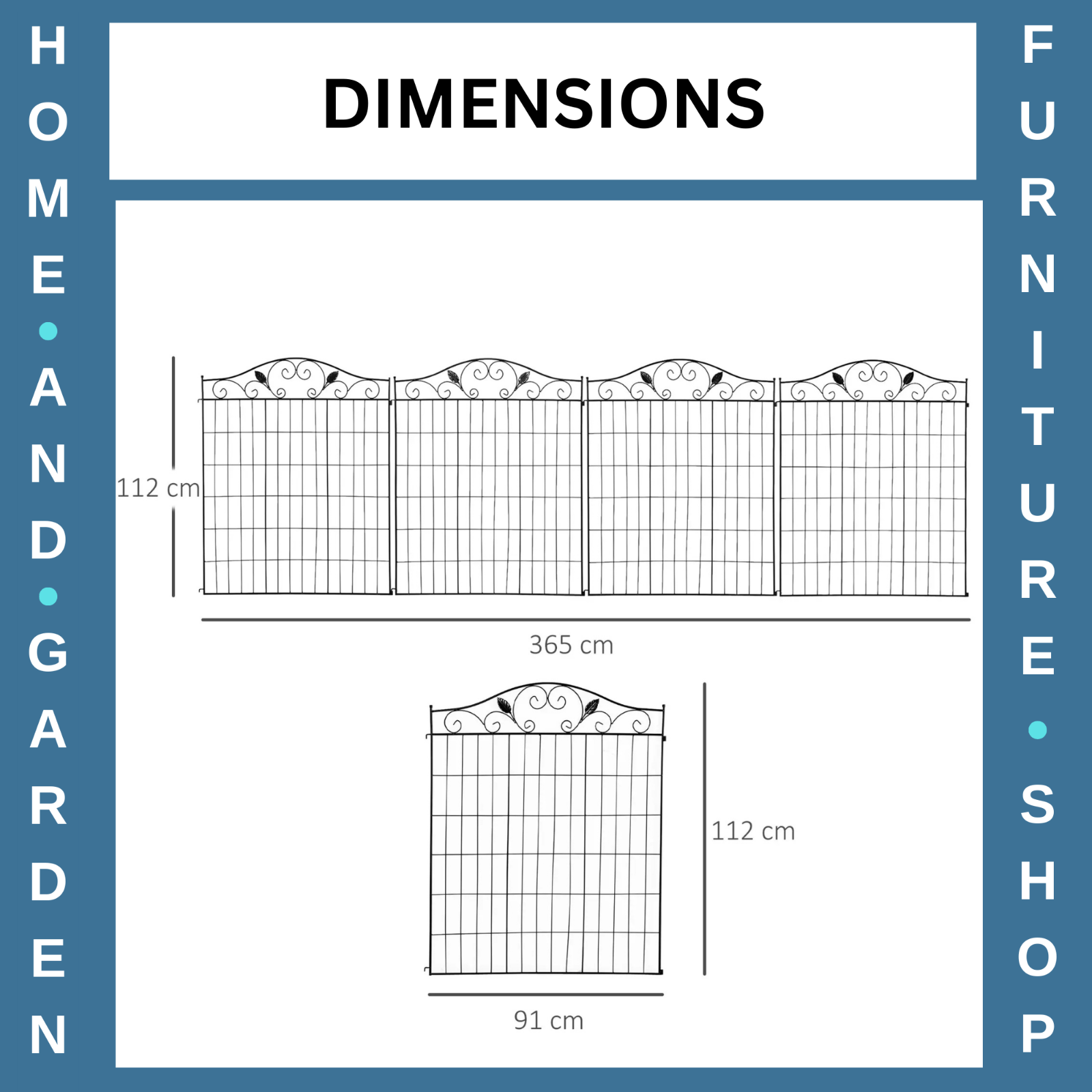 Garden Decorative Fence 4 Panels Steel Border Edging for Landscaping 365x112 cm - Home and Garden Furniture Shop - rustic - furniture