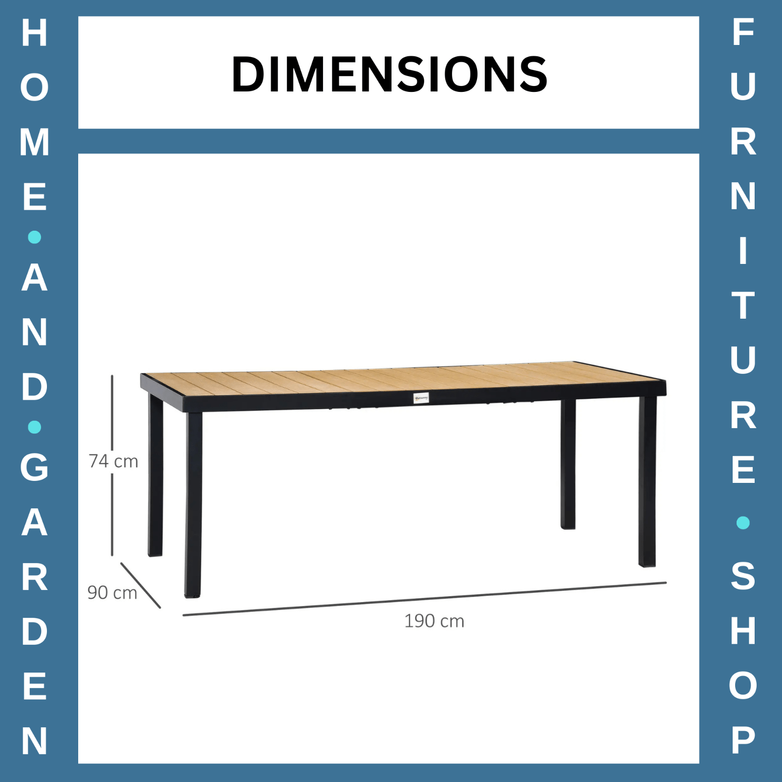 Garden Dining Table for 8 People 190 x 90 x 74 cm Aluminium Frame Faux Wood Top - Home and Garden Furniture Shop - rustic - furniture