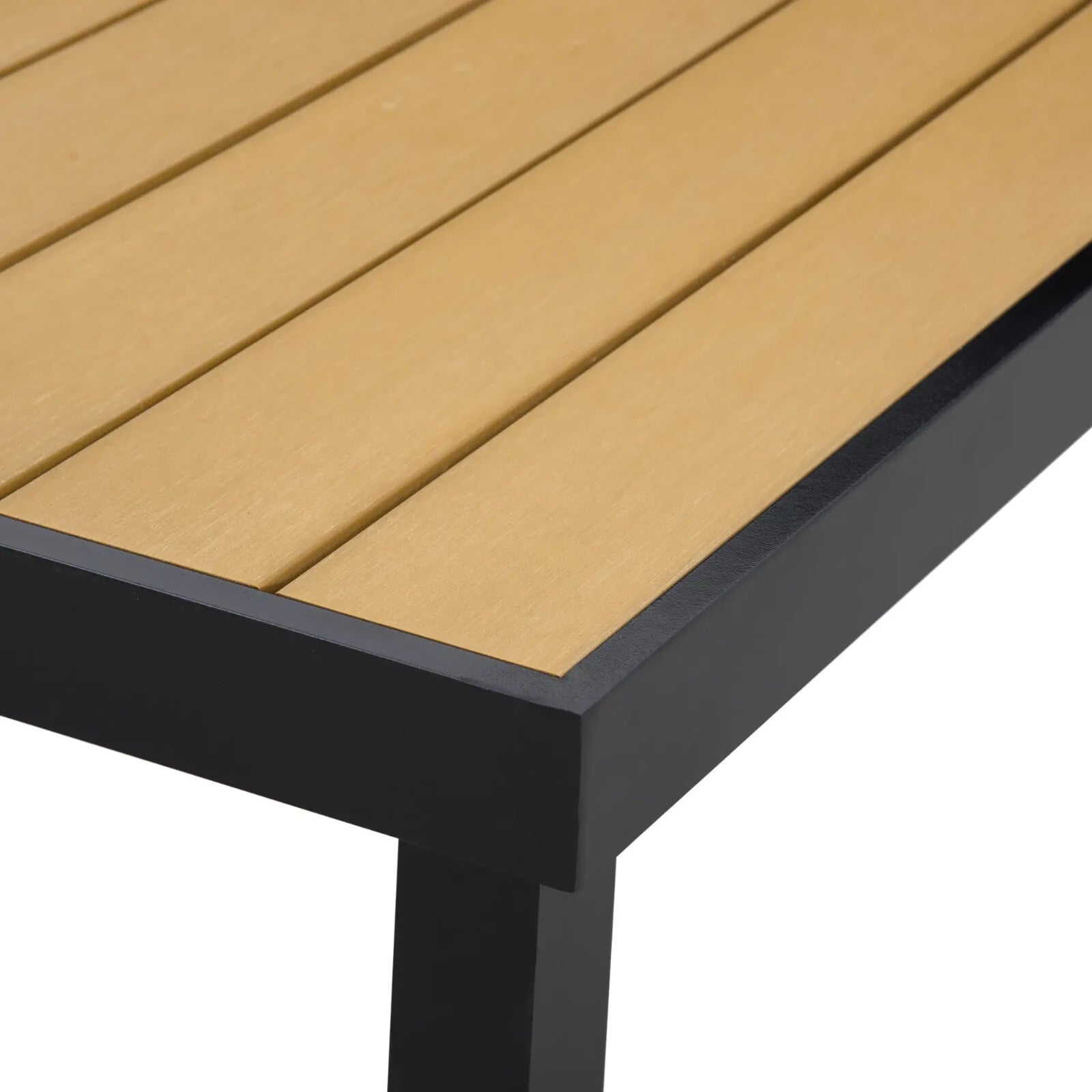 Garden Dining Table for 8 People 190 x 90 x 74 cm Aluminium Frame Faux Wood Top - Home and Garden Furniture Shop - rustic - furniture