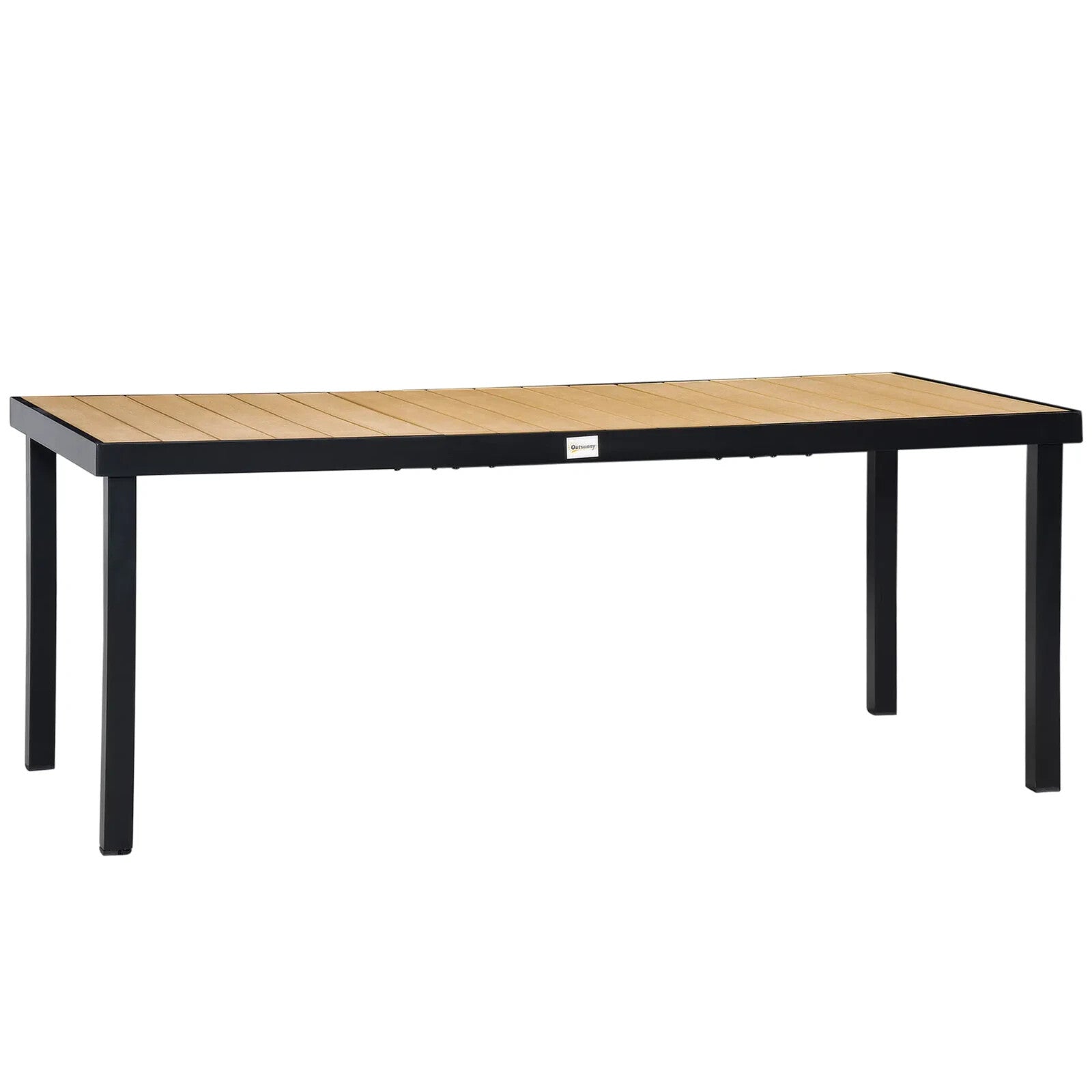 Garden Dining Table for 8 People 190 x 90 x 74 cm Aluminium Frame Faux Wood Top - Home and Garden Furniture Shop - rustic - furniture