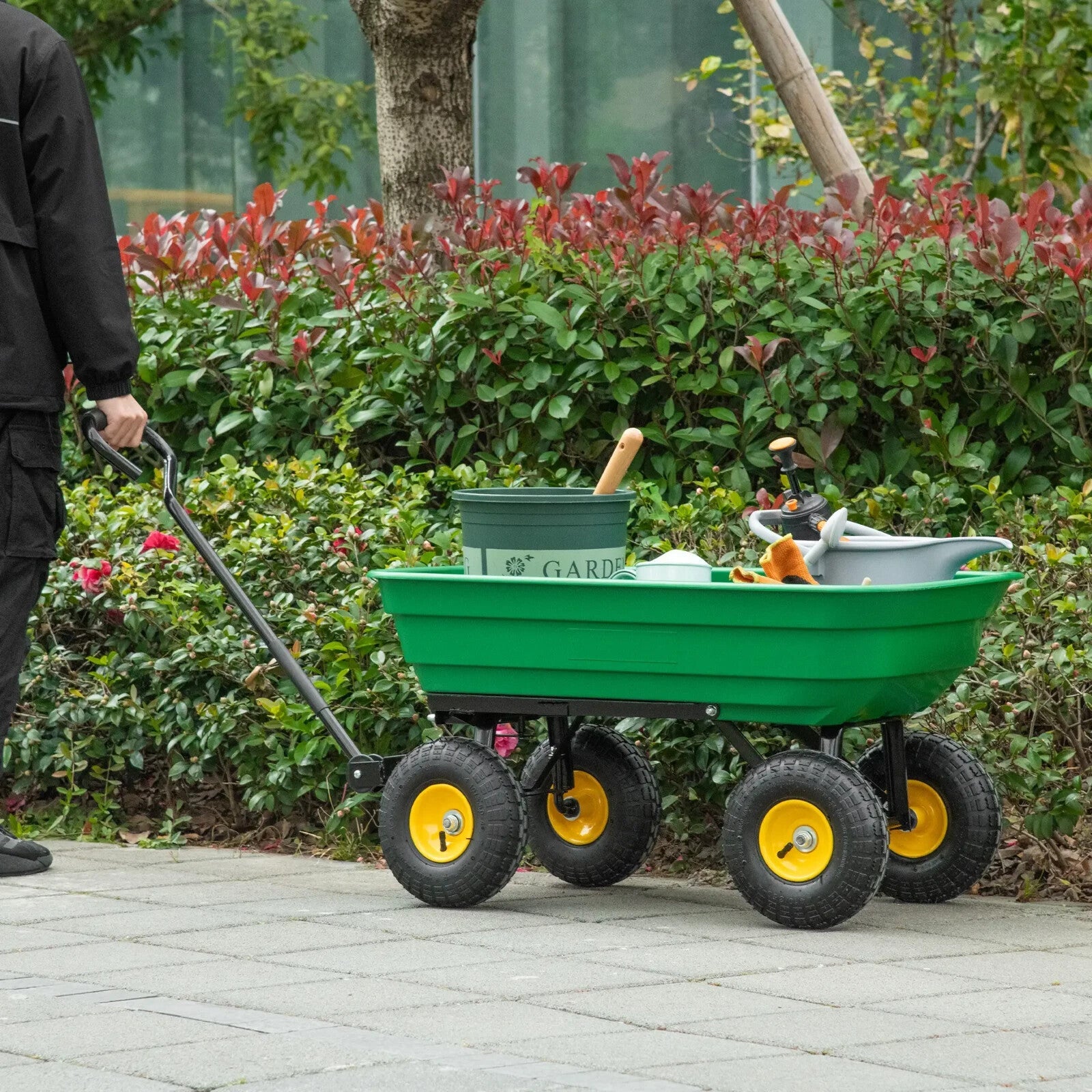 Garden Heavy Duty 4 Wheel Trolley Cart Dump Truck Utility Wheelbarrow Tipper - Home and Garden Furniture Shop - rustic - furniture