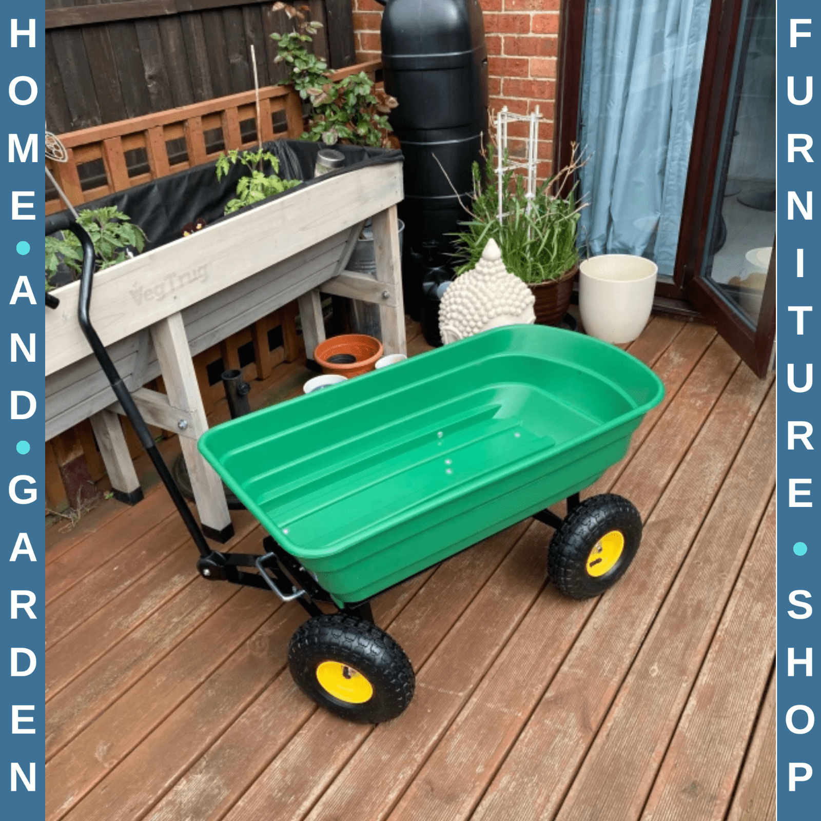 Garden Heavy Duty 4 Wheel Trolley Cart Dump Truck Utility Wheelbarrow Tipper - Home and Garden Furniture Shop - rustic - furniture