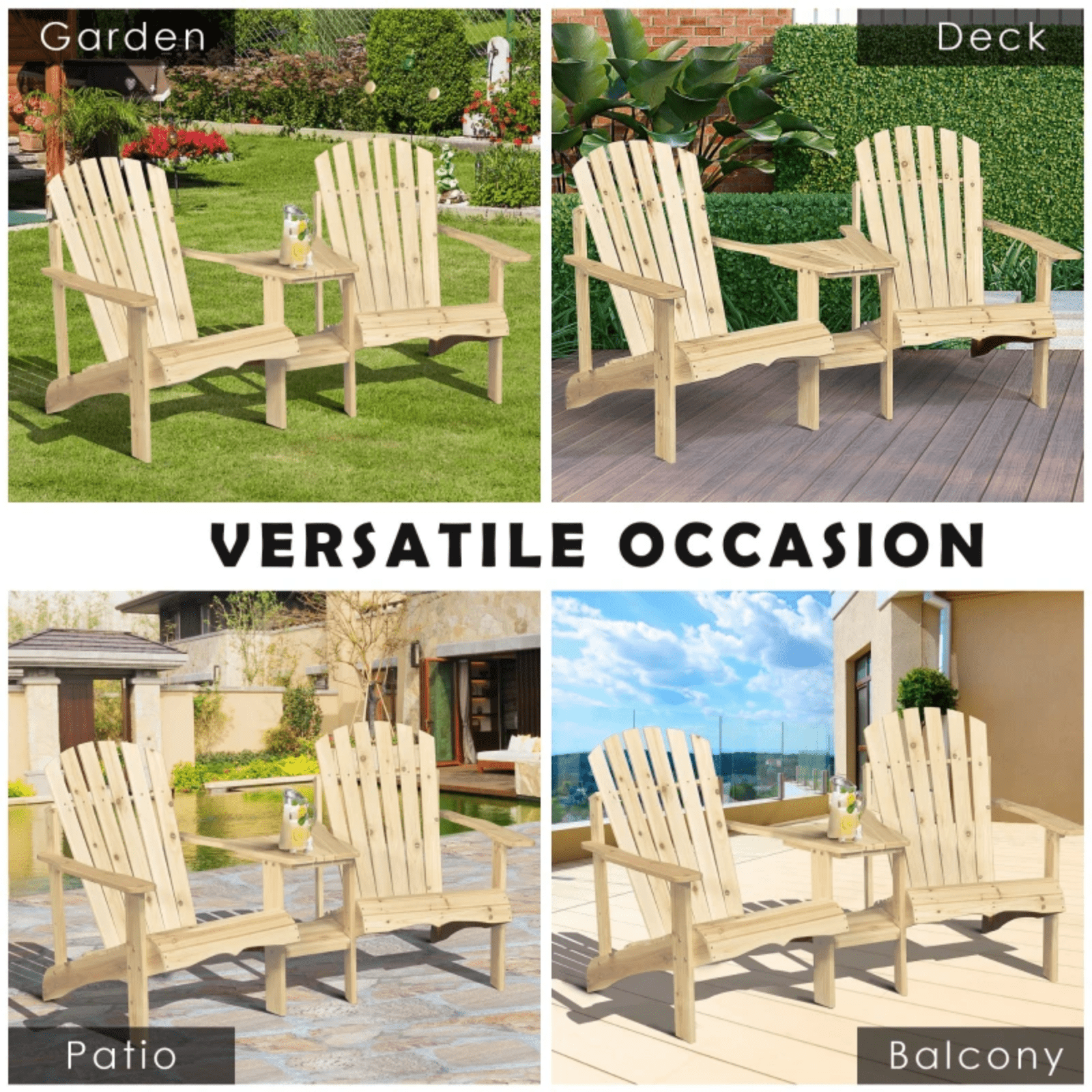 Garden Love Seat Rustic Companion Bench Wooden Set 2 Chairs Outdoor Patio Table - Home and Garden Furniture Shop - #rustic - furniture#