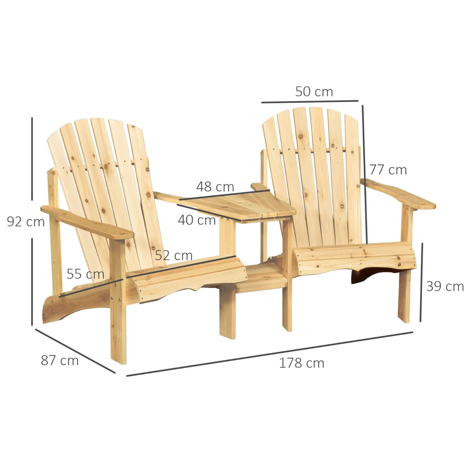 Garden Love Seat Rustic Companion Bench Wooden Set 2 Chairs Outdoor Patio Table - Home and Garden Furniture Shop - rustic - furniture
