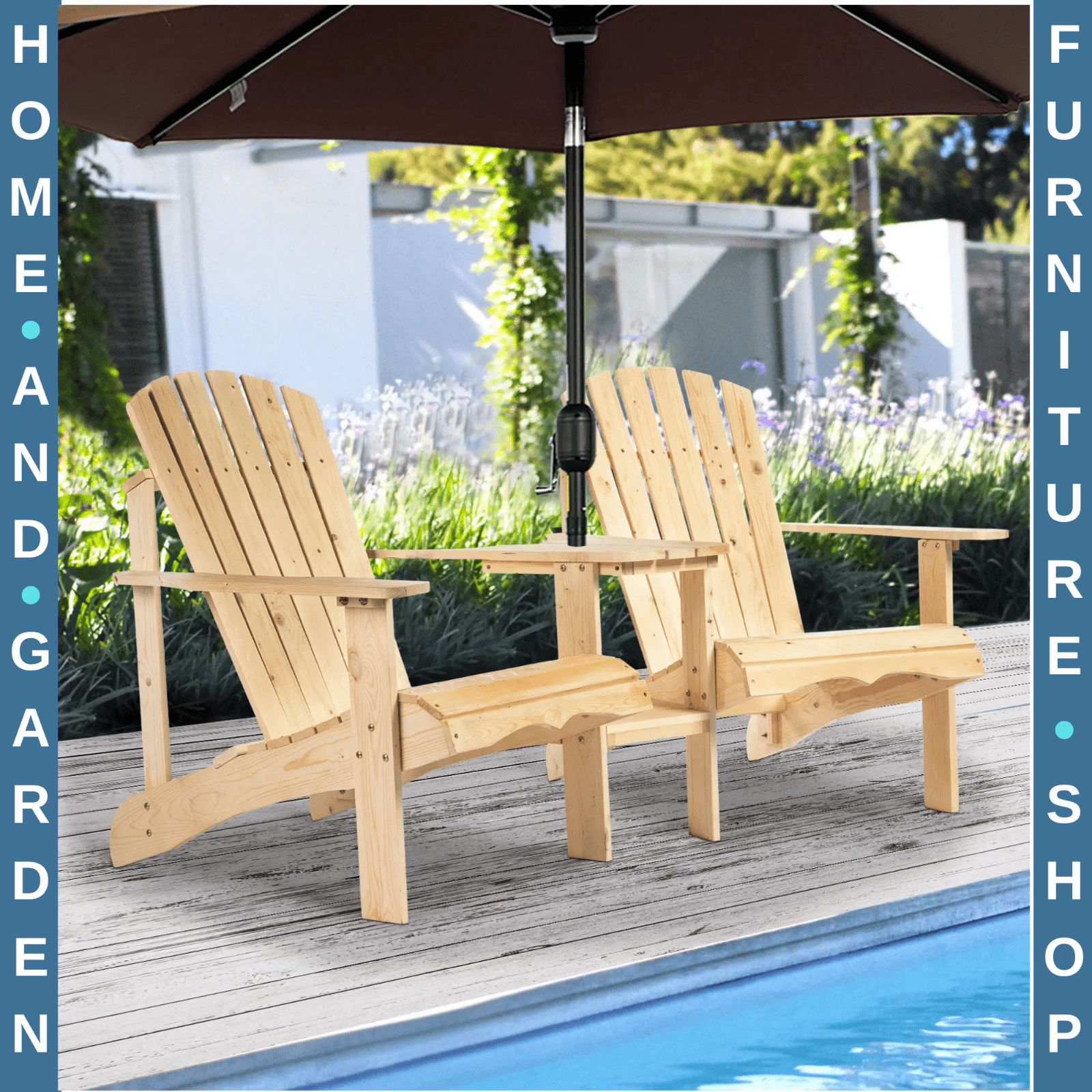 Garden Love Seat Rustic Companion Bench Wooden Set 2 Chairs Outdoor Patio Table - Home and Garden Furniture Shop - rustic - furniture