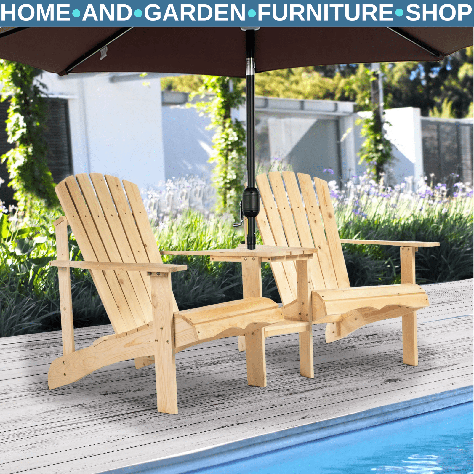 Garden Love Seat Rustic Companion Bench Wooden Set 2 Chairs Outdoor Patio Table - Home and Garden Furniture Shop - rustic - furniture