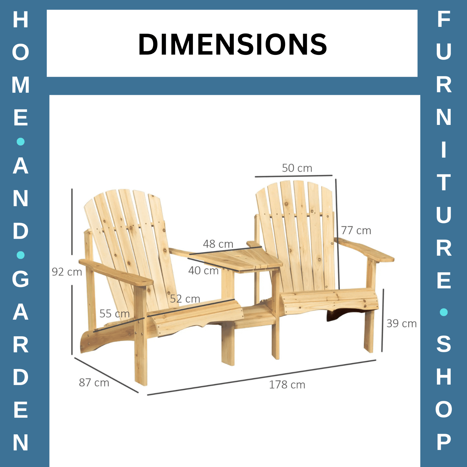 Garden Love Seat Rustic Companion Bench Wooden Set 2 Chairs Outdoor Patio Table - Home and Garden Furniture Shop - rustic - furniture