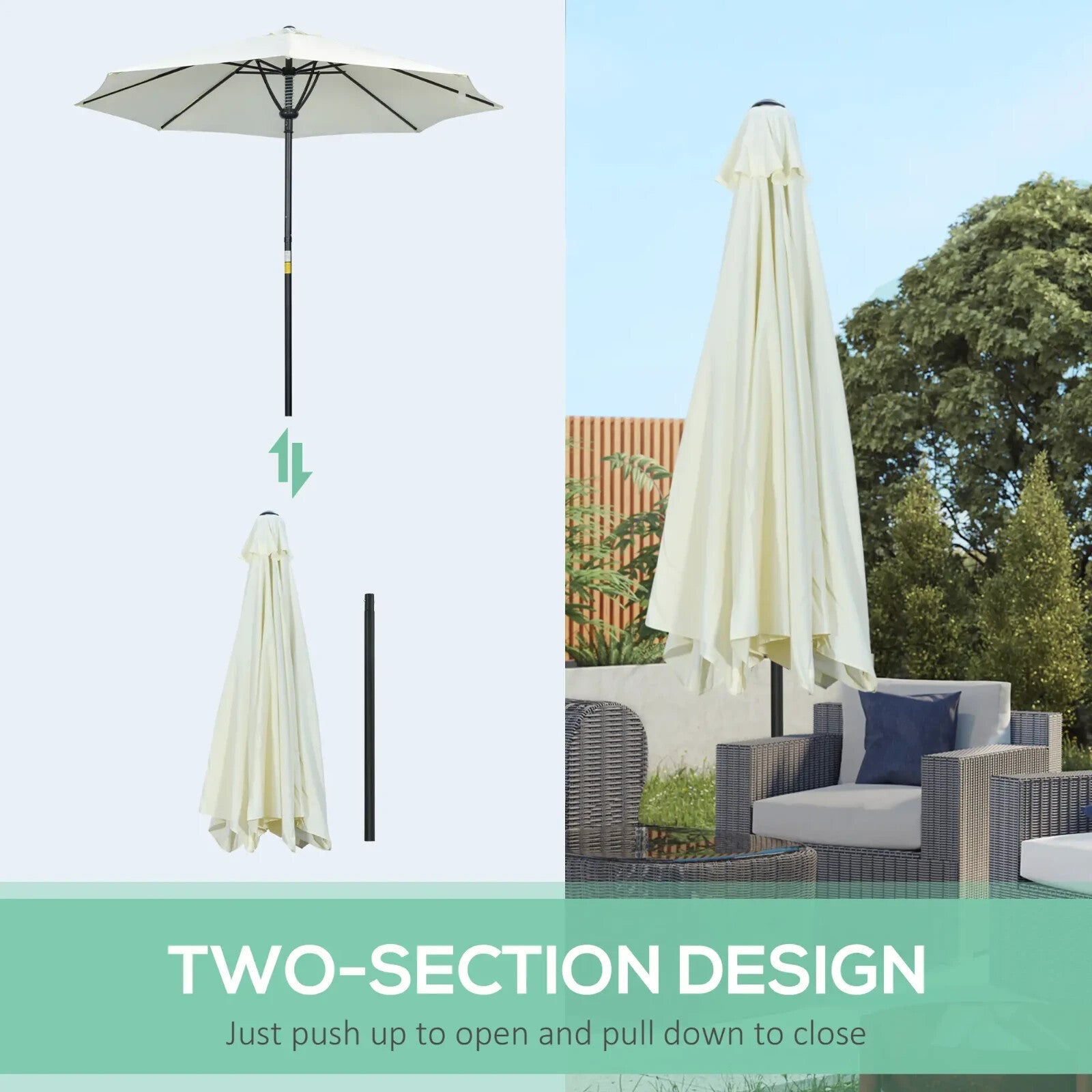 Garden Parasol Umbrella Outdoor Market Table Sun Shade Canopy with 8 Ribs - Home and Garden Furniture Shop - rustic - furniture