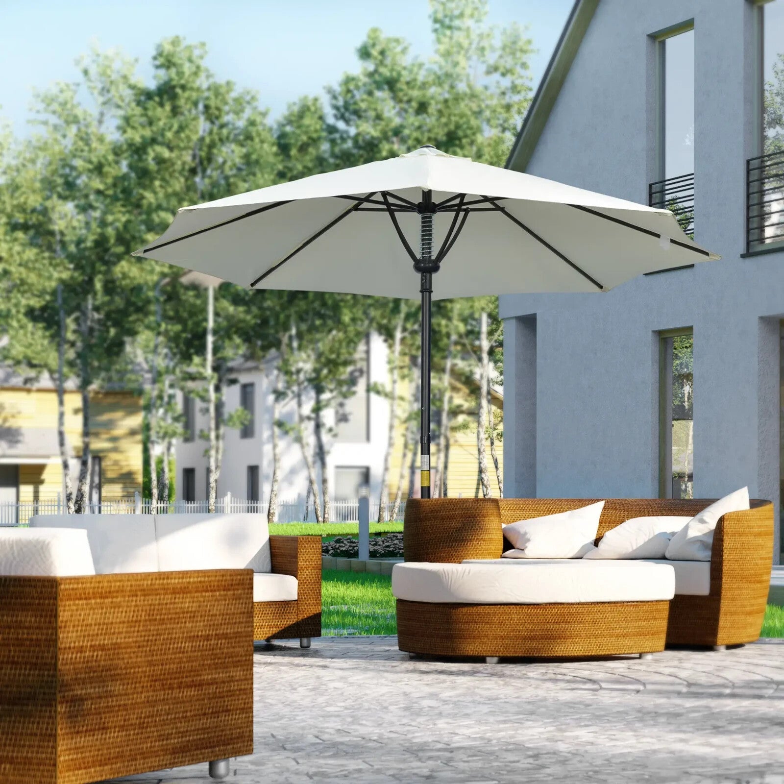 Garden Parasol Umbrella Outdoor Market Table Sun Shade Canopy with 8 Ribs - Home and Garden Furniture Shop - rustic - furniture
