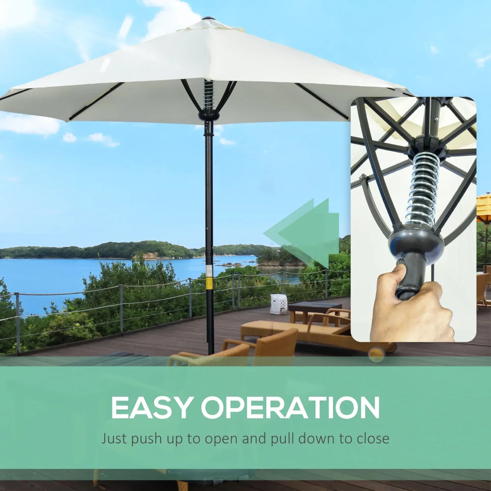 Garden Parasol Umbrella Outdoor Market Table Sun Shade Canopy with 8 Ribs - Home and Garden Furniture Shop - rustic - furniture