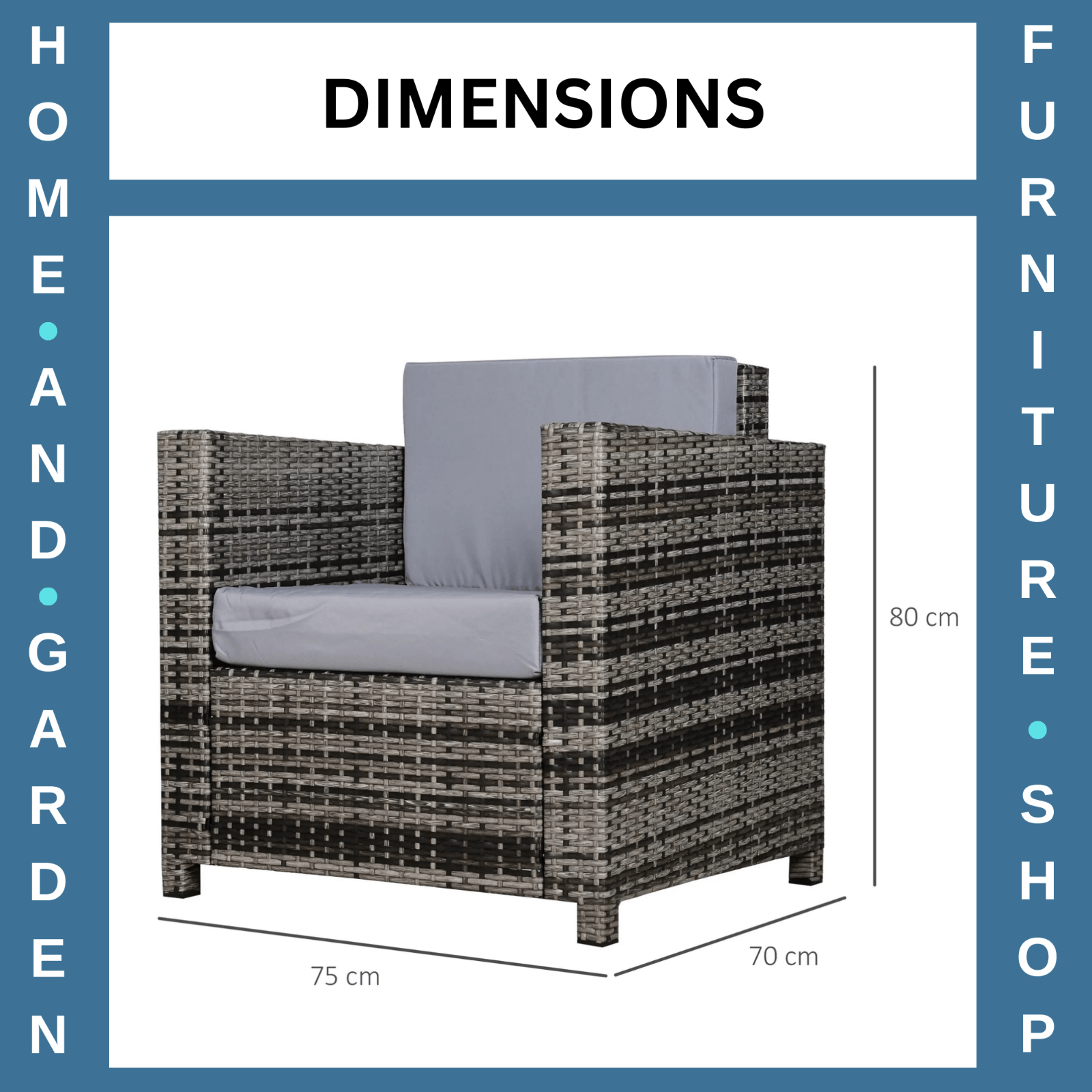 Garden Patio Rattan Wicker Furniture Single Cube Chair Sofa Outdoor Grey - Home and Garden Furniture Shop - rustic - furniture