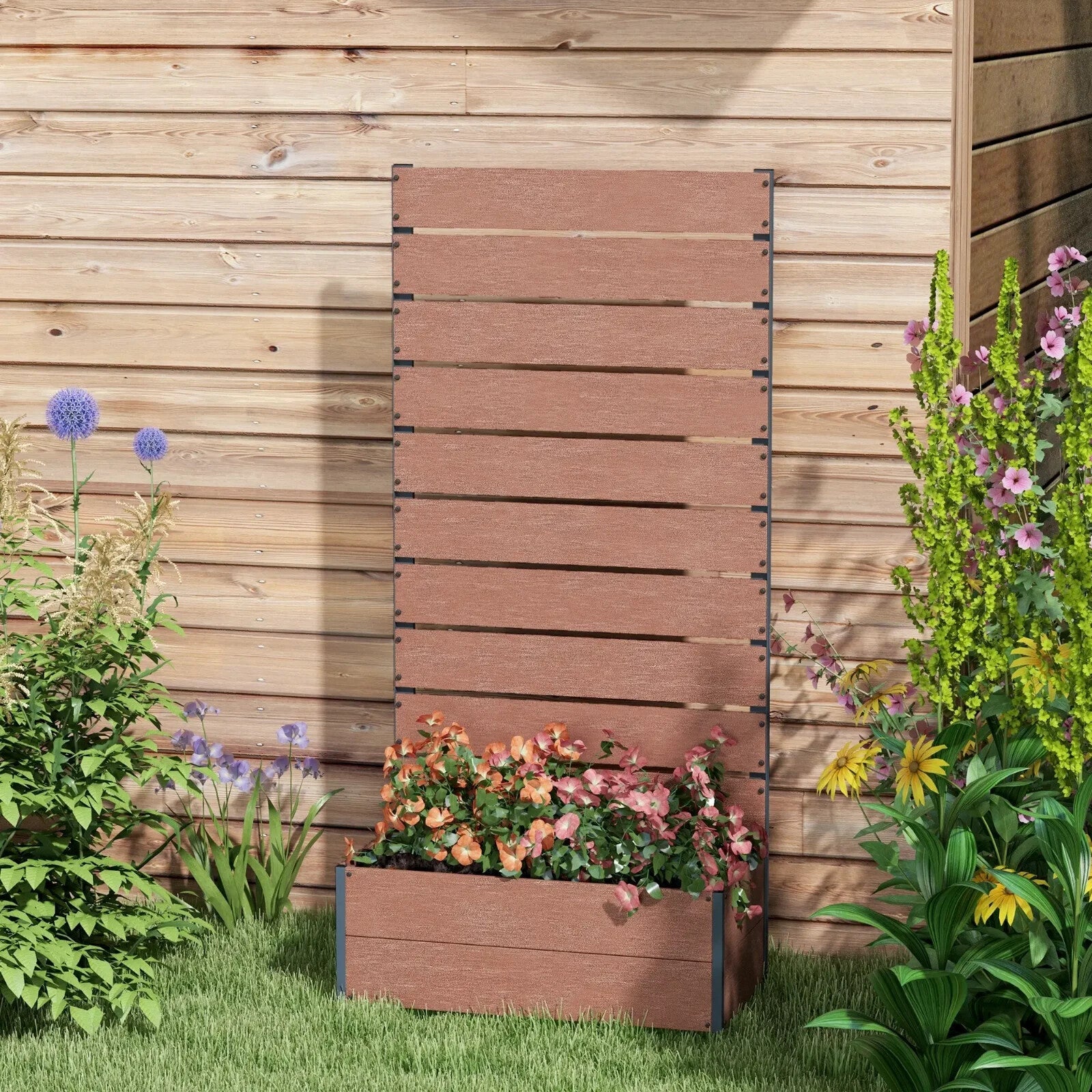 Garden Planter with Trellis Freestanding Raised Bed for Climbing Plants Flowers - Home and Garden Furniture Shop - rustic - furniture