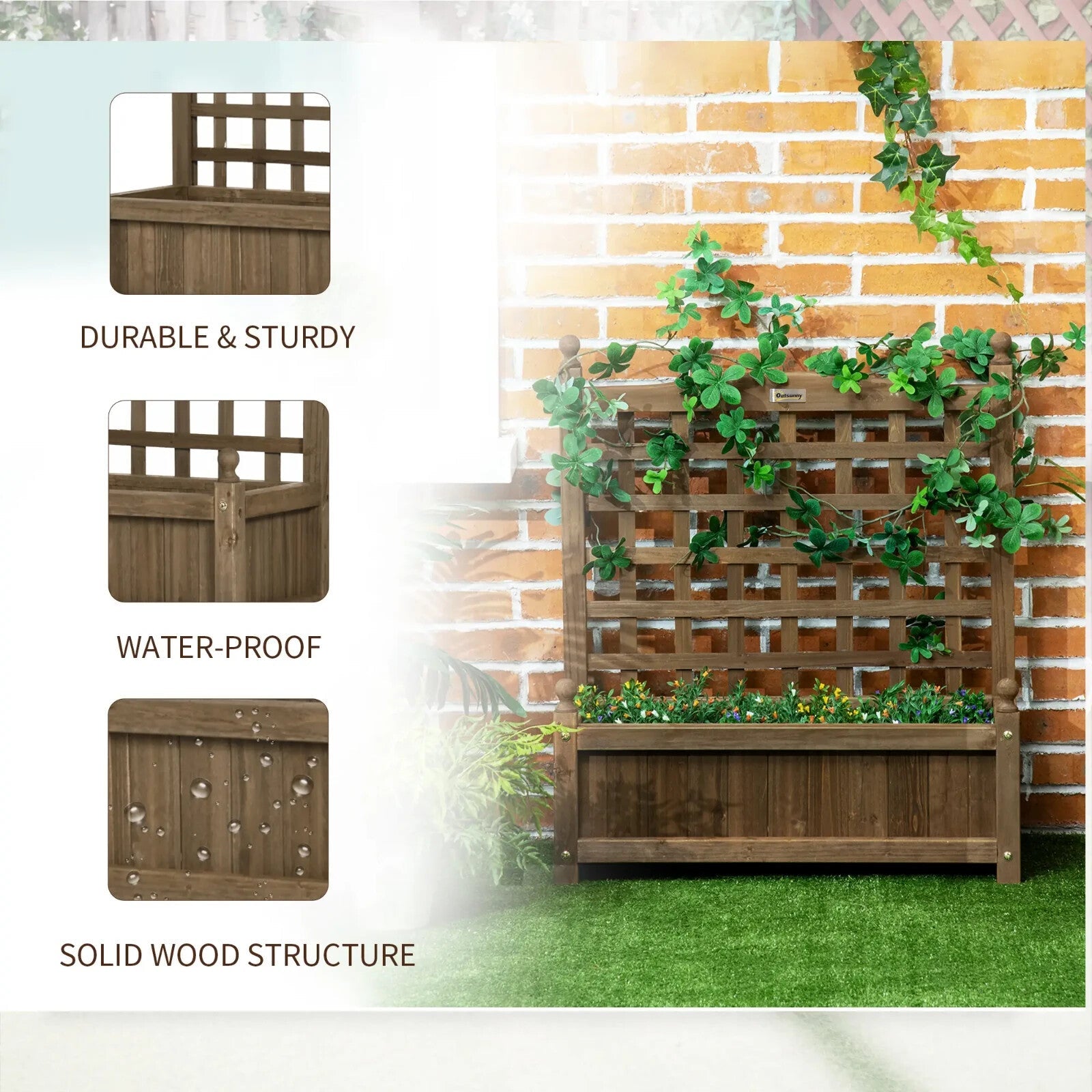 Garden Planters with Trellis for Climbing Vines Raised Beds Flower Pot Outdoor - Home and Garden Furniture Shop - rustic - furniture